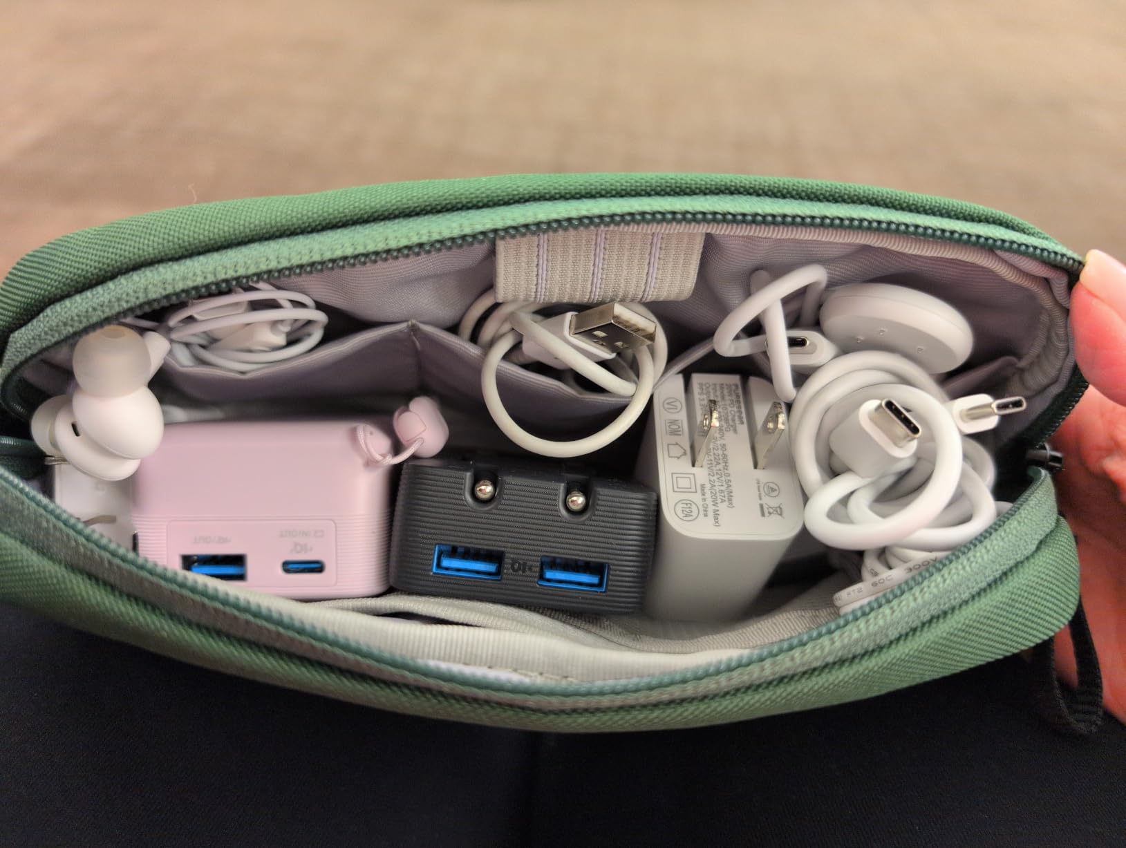 tomtoc Electronics Organizer Travel Case, Cable Organizer for Essentials | Water Resistant Tech Pouch Accessories Travel Bag Carry Storage for Cord, Phone, Cables, Airpods, USB Drive, Daily Items customer photo 2