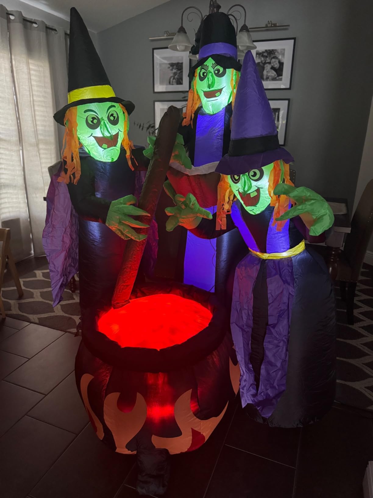 Joiedomi 6 FT Tall Halloween Inflatables Three Witch Around Cauldron with Flame Light Yard Outdoor Decoration Blow Up with Build-in LEDs for Halloween Party Indoor, Outdoor Inflatables Decorations customer photo 2