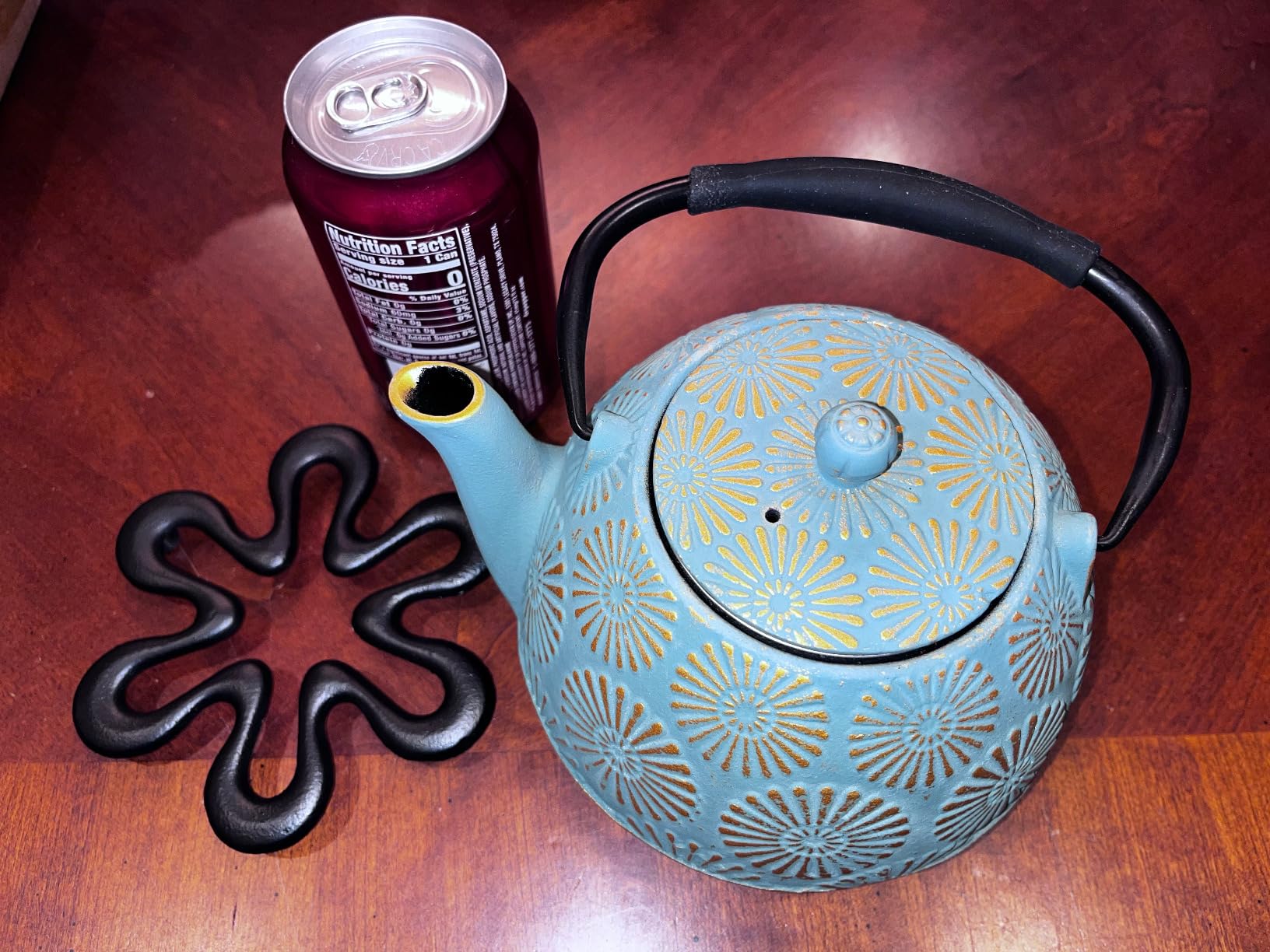 Cast Iron Teapot, 40oz Tea Kettle with Infuser for Stove Top, Sakura Design Japanese Tea Pot for Loose Leaf Coated with Enameled Interior, 1200ml Green customer photo 1