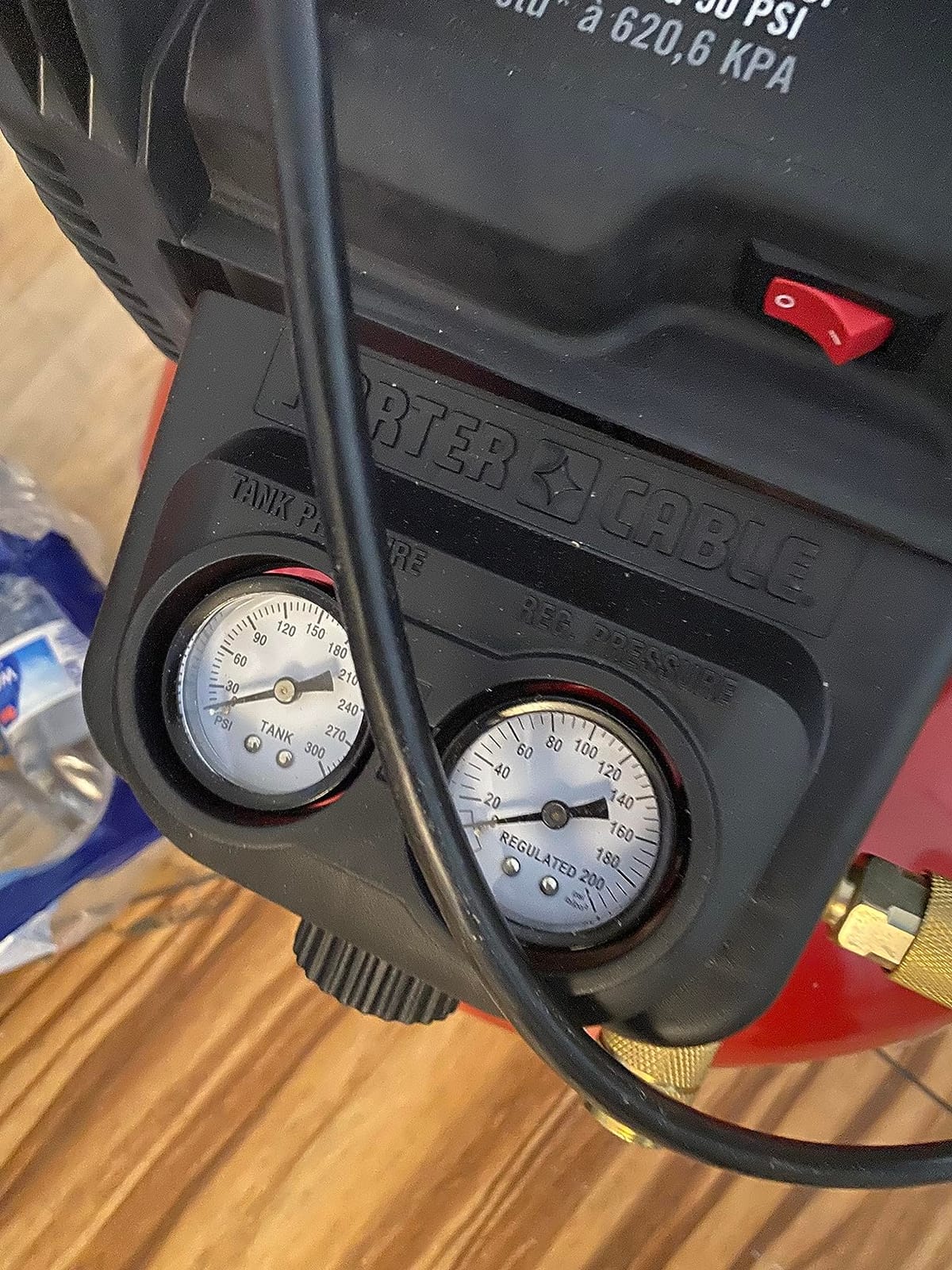 PORTER-CABLE Portable Pancake Air Compressor, 6 Gallon, 150 Max PSI, Oil-Free Maintenance-Free Pump, Wood Working, Roofing, Home, Jobsite, 2.6 CFM @ 90 PSI customer photo 1