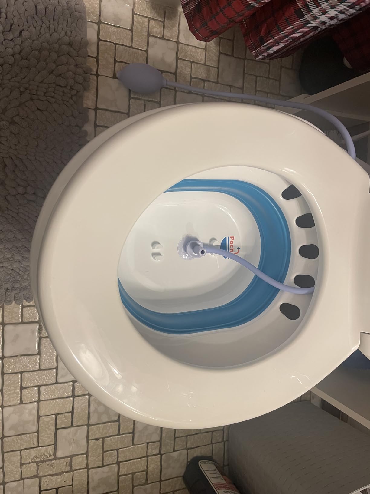Pochik Sitz Bath for Toilet Seat Hemorrhoids and Postpartum Care, Yoni Steam Seat, Perineal Soaking, Collapsible, Flusher Hose, Drain Holes, Wider Seating Area - Blue customer photo 1