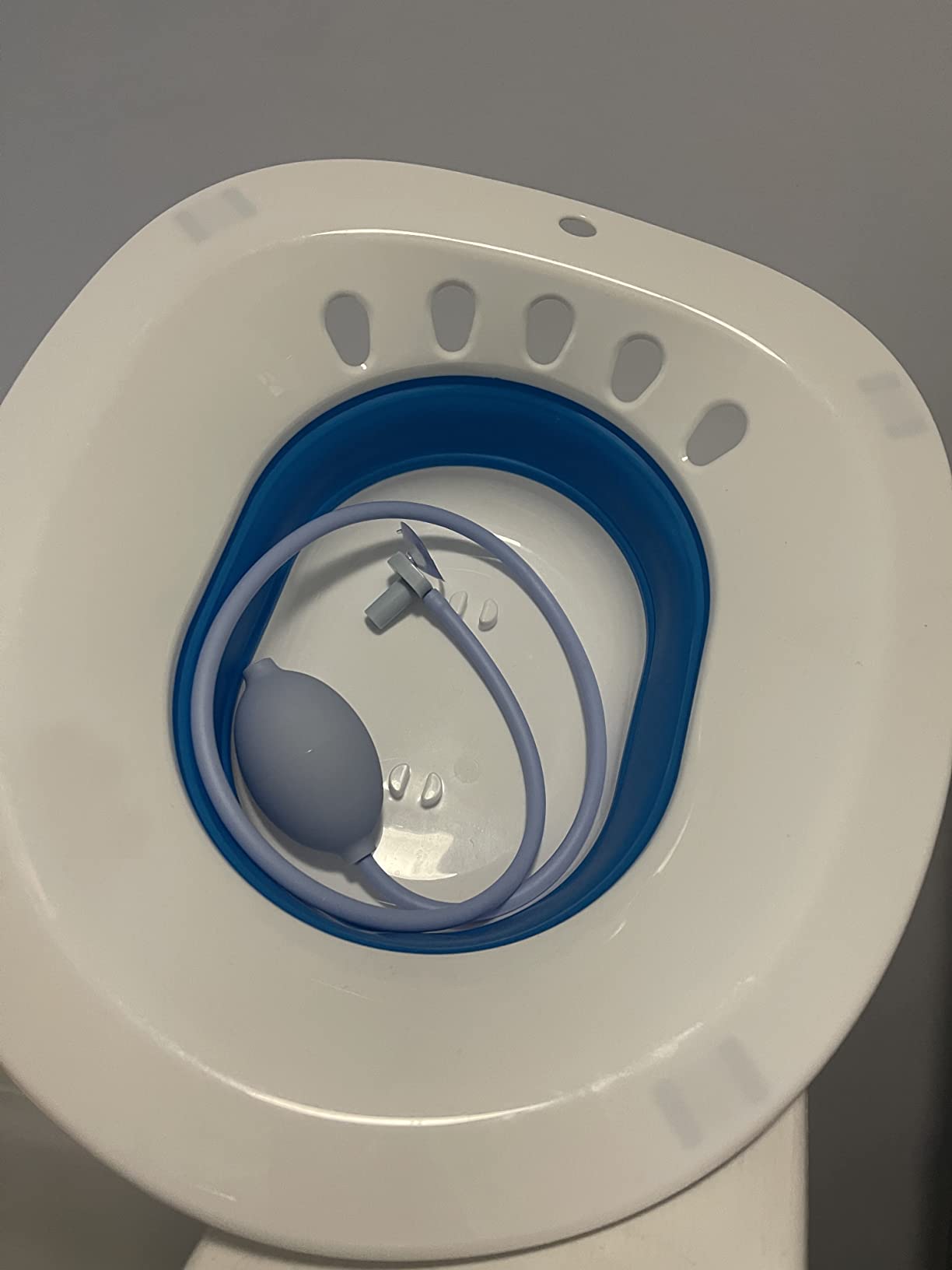 Pochik Sitz Bath for Toilet Seat Hemorrhoids and Postpartum Care, Yoni Steam Seat, Perineal Soaking, Collapsible, Flusher Hose, Drain Holes, Wider Seating Area - Blue customer photo 2