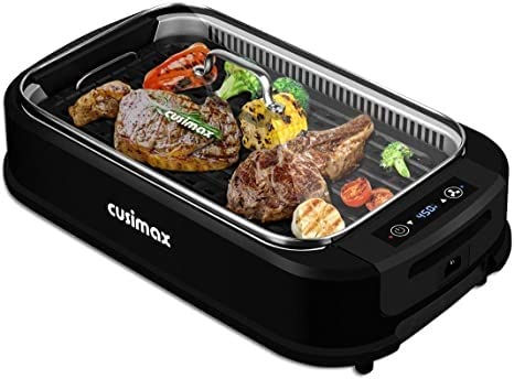 Smokeless Grill Indoor, CUSIMAX Electric Grill, 1500W Indoor Grill, Black | Portable Korean BBQ Grill with Smart LED Display & Tempered Glass Lid, Non-stick Removable Plate, Dishwasher Safe customer photo 1