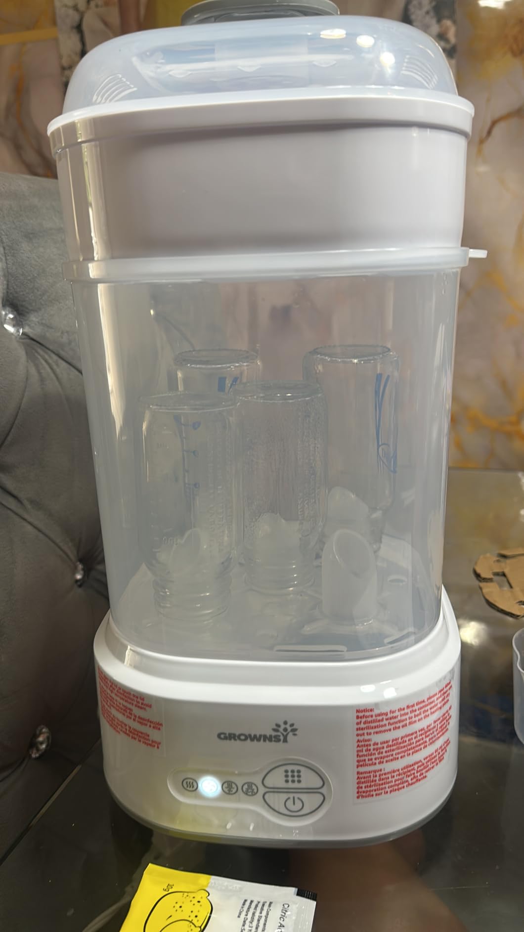 Grownsy Compact Baby Bottle Sterilizer and Dryer with Fast Sanitization, Holds 5 Bottles & Pump Parts customer photo 2
