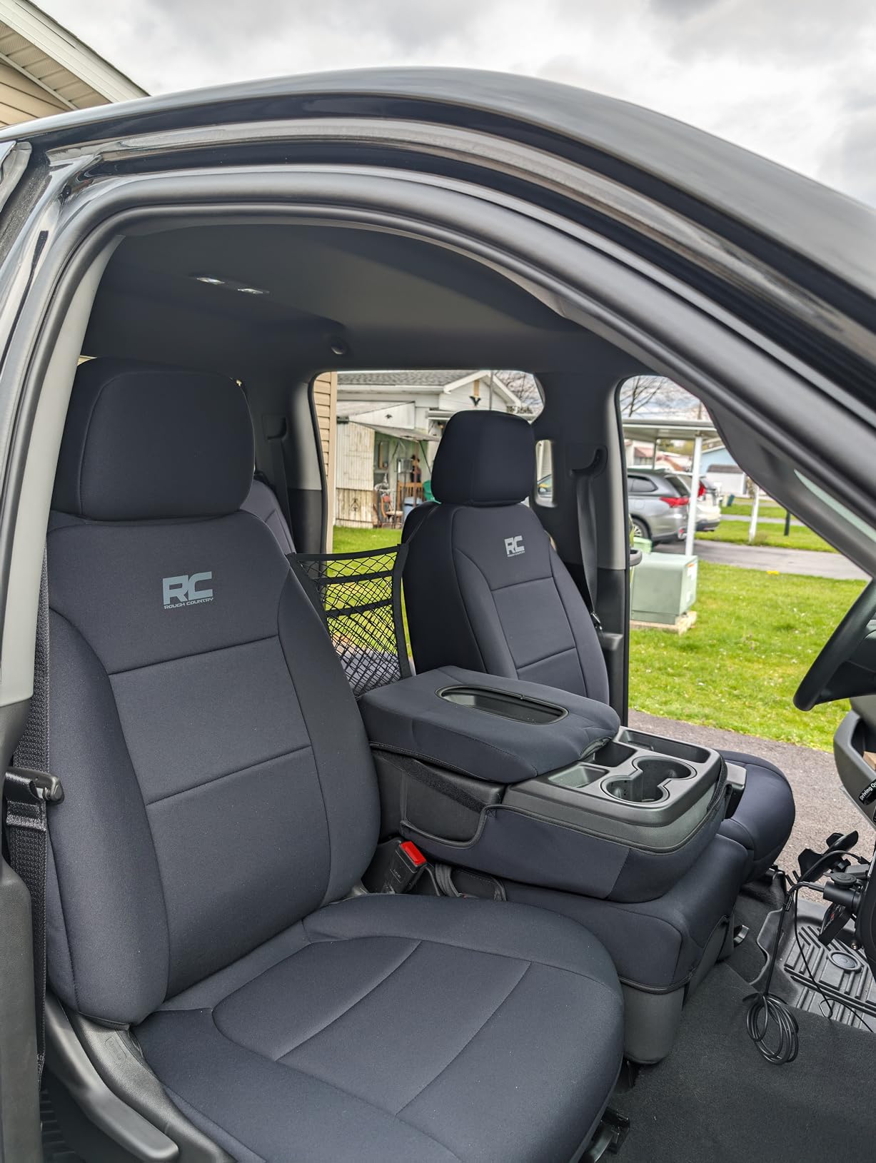 Rough Country Neoprene Seat Covers for Chevy Silverado & GMC Sierra 1500 (2019-2026) w/No Rear Seat Storage or Cup Holder - Waterproof & UV Resistant, Foam Padded, Front & Rear Row Cover Set customer photo 2