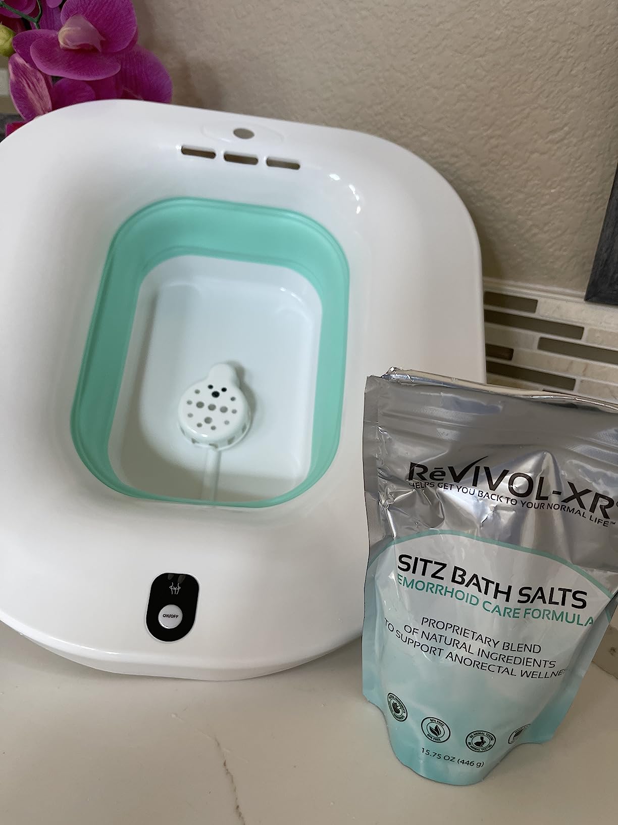 Sitz Bath for Hemorrhoids Soothing 20-in-1 Salts Mix + E Oils, 15 Soaks Concentrate for Toilet Seat Basin customer photo 1
