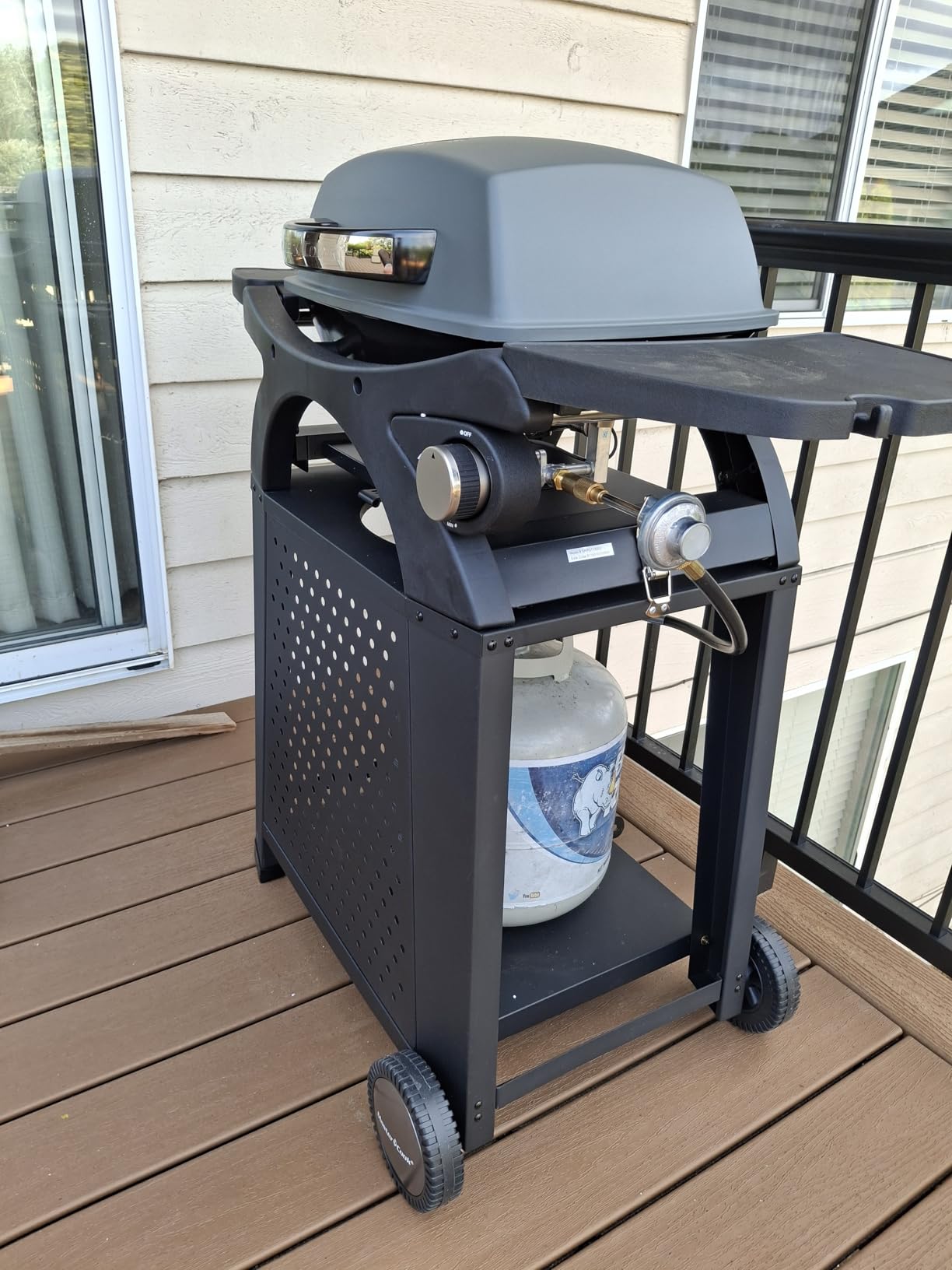MASTER COOK Single Burner Propane Gas Grill, 11,500 BTU Portable Tabletop Barbecue Grill with Cart for Patio, Camping, Travel customer photo 1