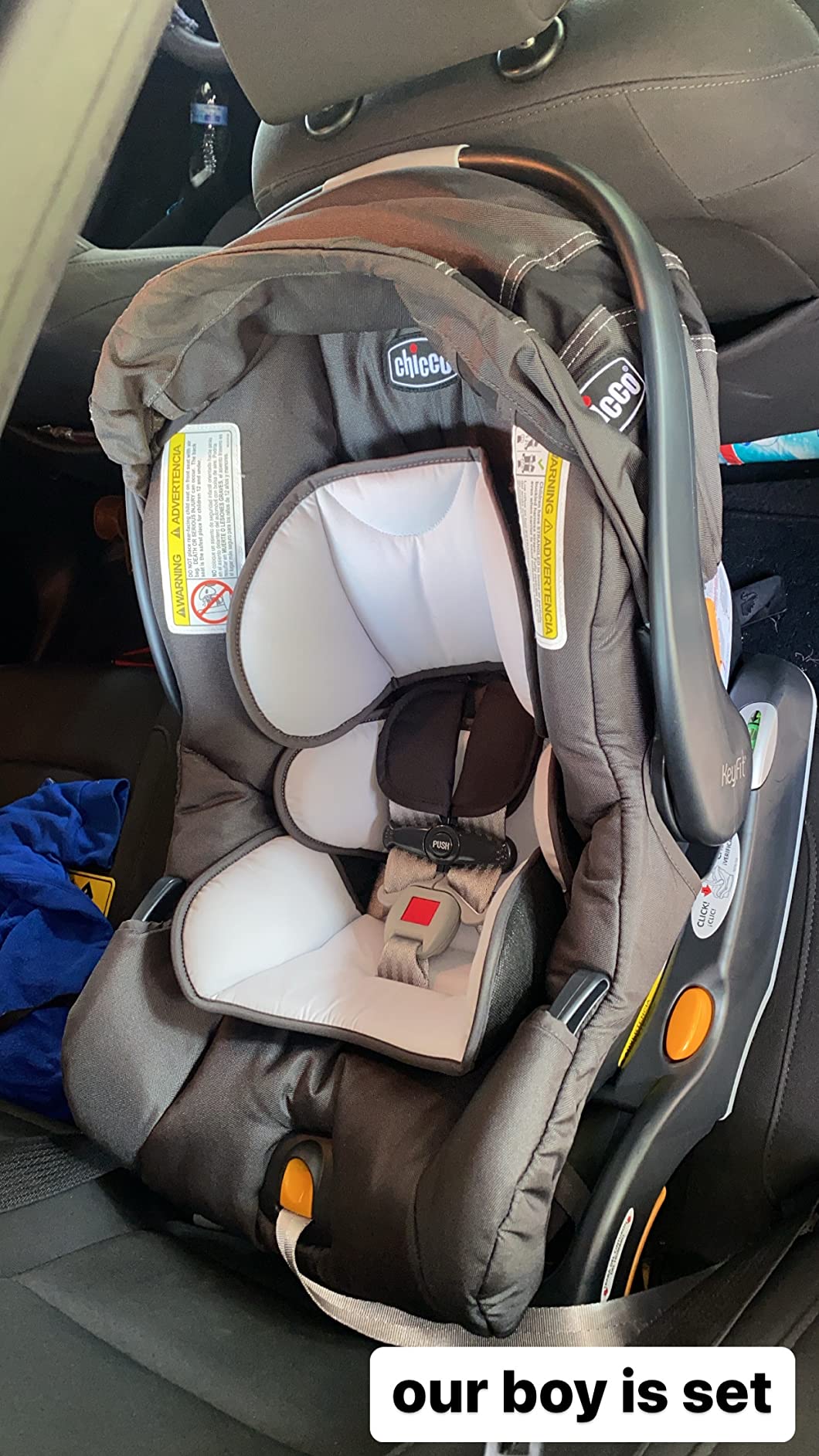 Chicco KeyFit 30 ClearTex Infant Car Seat and Base, Rear-Facing, 4-30 lbs | Pewter, flame retardant-free fabric, GREENGUARD Gold, stroller-compatible infant car seat, includes newborn support customer photo 2