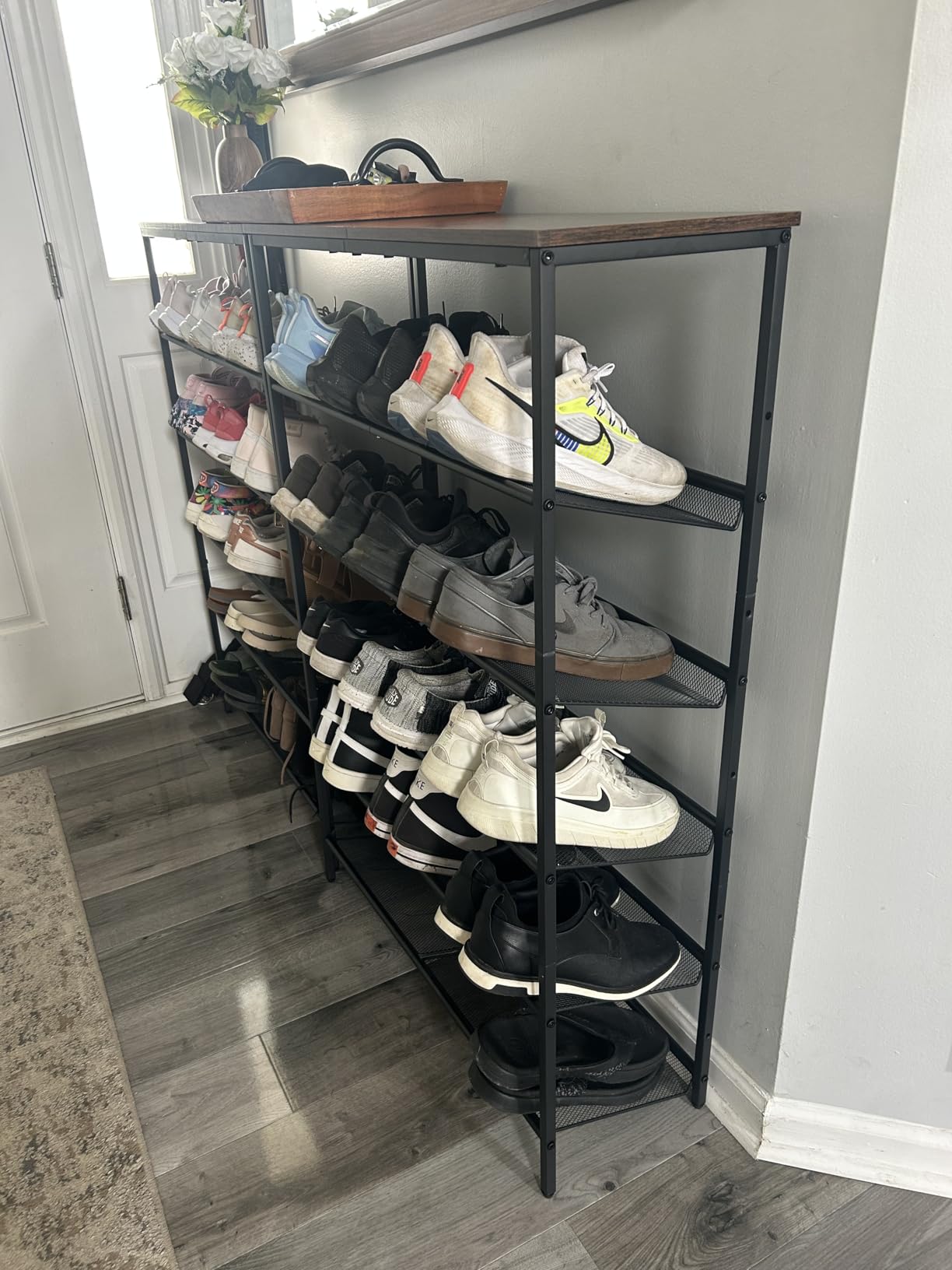 VASAGLE 5-Tier Shoe Rack, Adjustable, Freestanding | Shoe Rack Organizer with Storage Shelves and Spacious Top, for Entryway, Industrial, Rustic Brown and Ink Black, ULBS038B01 customer photo 1