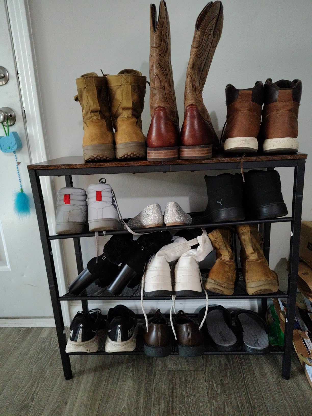 VASAGLE 5-Tier Shoe Rack, Adjustable, Freestanding | Shoe Rack Organizer with Storage Shelves and Spacious Top, for Entryway, Industrial, Rustic Brown and Ink Black, ULBS038B01 customer photo 2