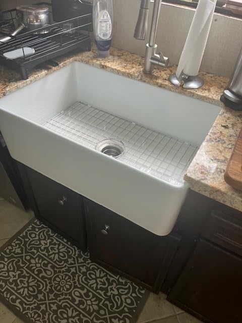 TUKTUK White Farmhouse Sink 33 inch Fireclay Apron Front Farm House Kitchen Sink Single Bowl Deep Drop In Undermount Reversible Heavy Duty Easy to Clean Porcelain Kitchen Basin Modern Luxury Accessory customer photo 2