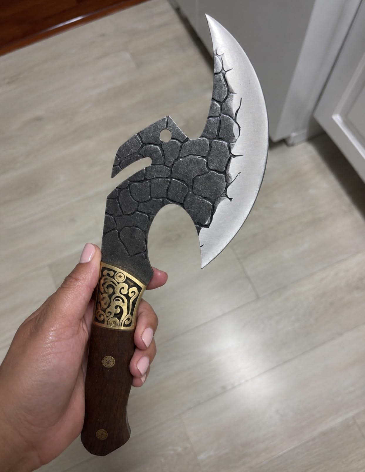 ROCOCO Viking Cleaver Knife Birthday - Kitchen Axe & Sheath Father Gift Men | Hand Forged High Carbon Steel Butcher Meat Cutting Boning Knife for Home Outdoor BBQ Camping Christmas Mother customer photo 1