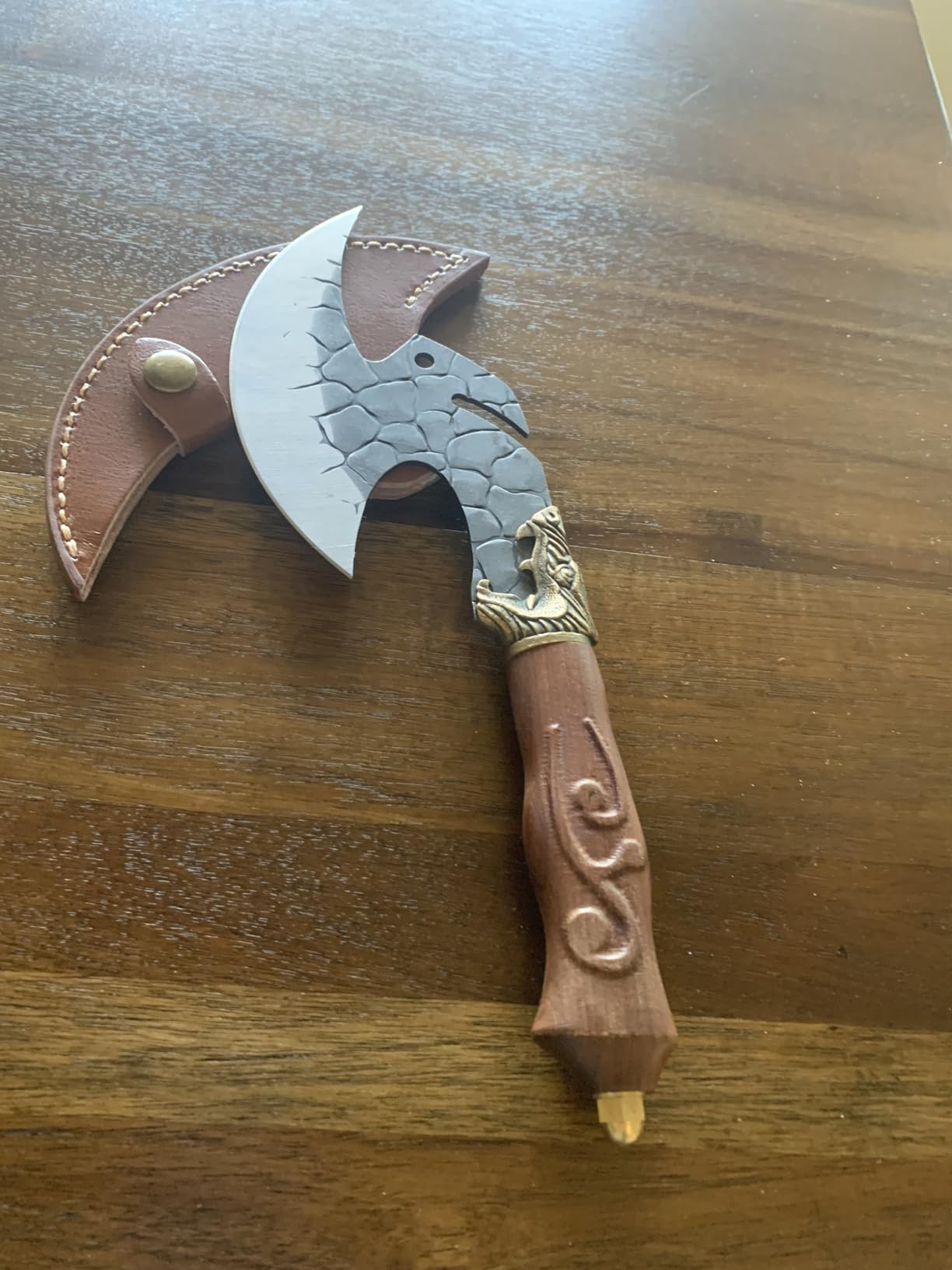 ROCOCO Viking Cleaver Knife Birthday - Kitchen Axe & Sheath Father Gift Men | Hand Forged High Carbon Steel Butcher Meat Cutting Boning Knife for Home Outdoor BBQ Camping Christmas Mother customer photo 2