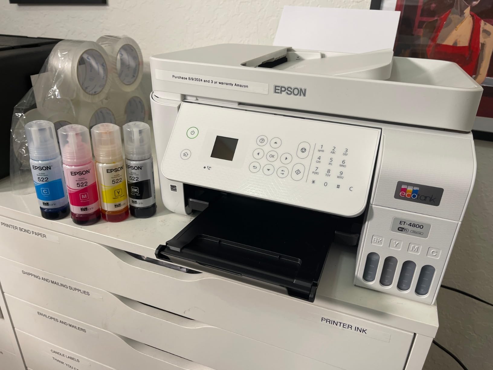 Epson EcoTank ET-4800 Wireless All-in-One Cartridge-Free Supertank Printer with Scanner, Copier, Fax, ADF and Ethernet - Ideal-for Your Home Office, White customer photo 2