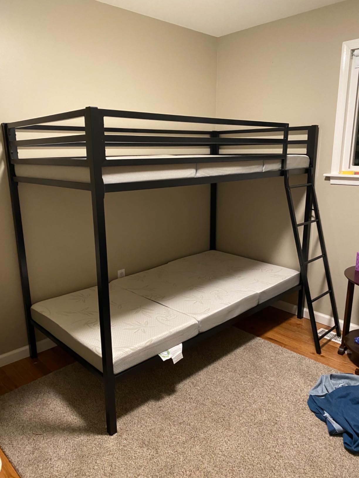 SHA CERLIN Bunk Bed Twin Over Twin Size with Ladder and Guardrail, Black | Heavy Duty, Metal Slats Support, No Box Spring Needed, Small Space Saving Furniture for Bedroom Dorm customer photo 1