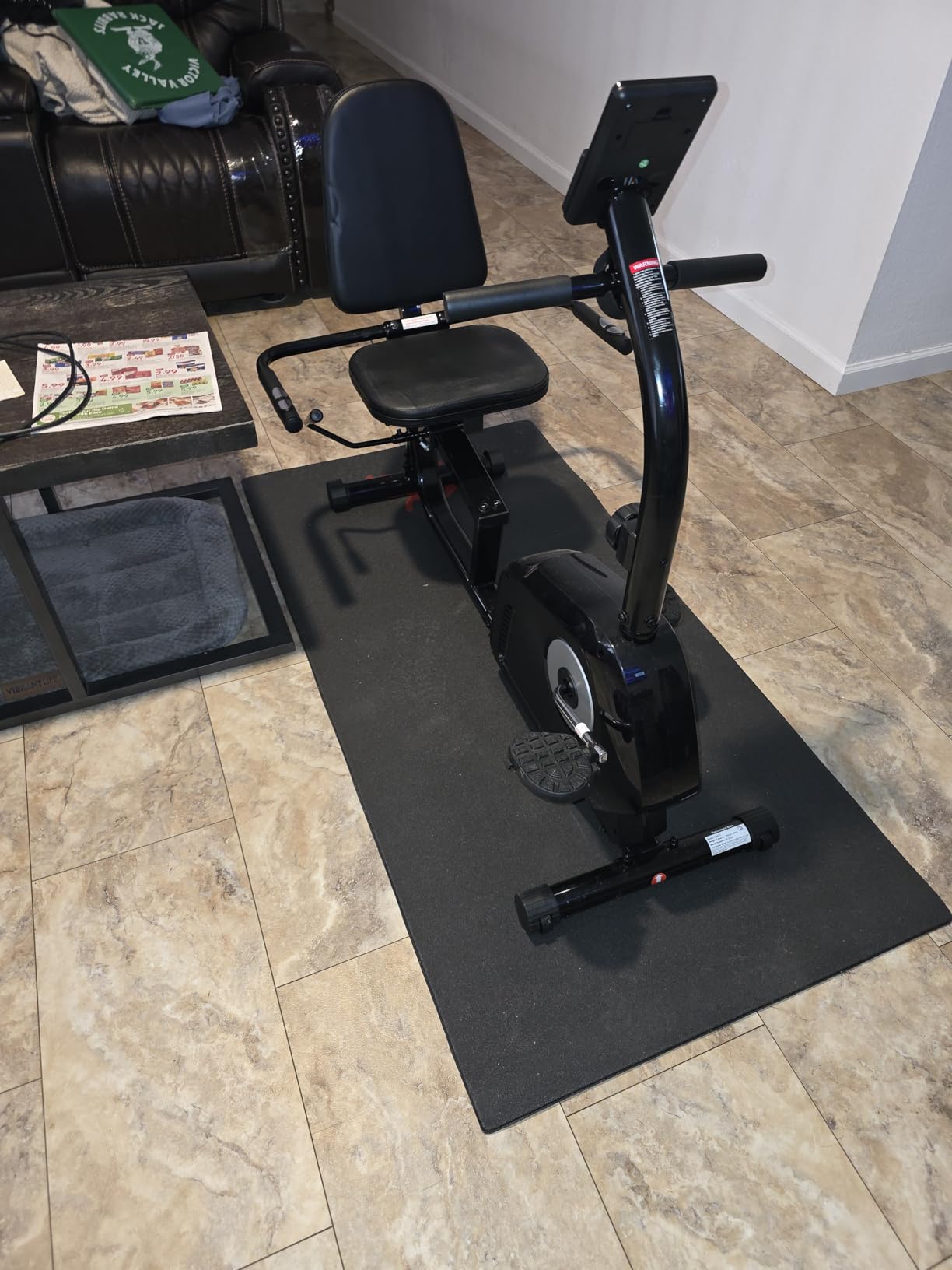 Bike Mat Compatible with Peloton Bike, 6mm Floor Protector | 6mm bike mat compatible with Peloton bike, providing non-slip waterproof protection for hardwood or carpet customer photo 1