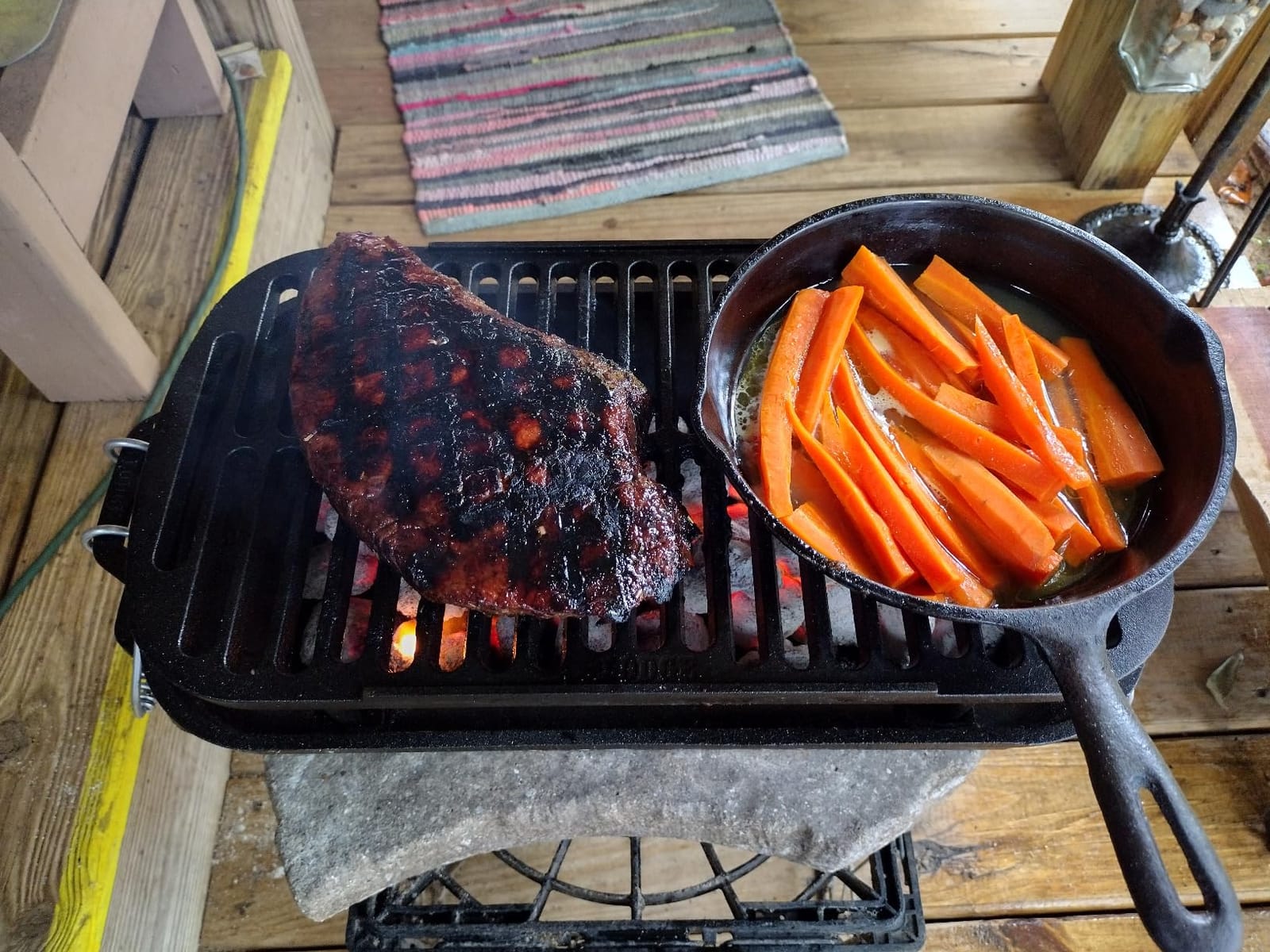 Lodge Sportsman's Pro Cast Iron Grill - Portable Charcoal Grill with Removable Grate & Dual Air Vents - Heavy-Duty Outdoor Cooking - 9 Inches x 16.75 Inches customer photo 1