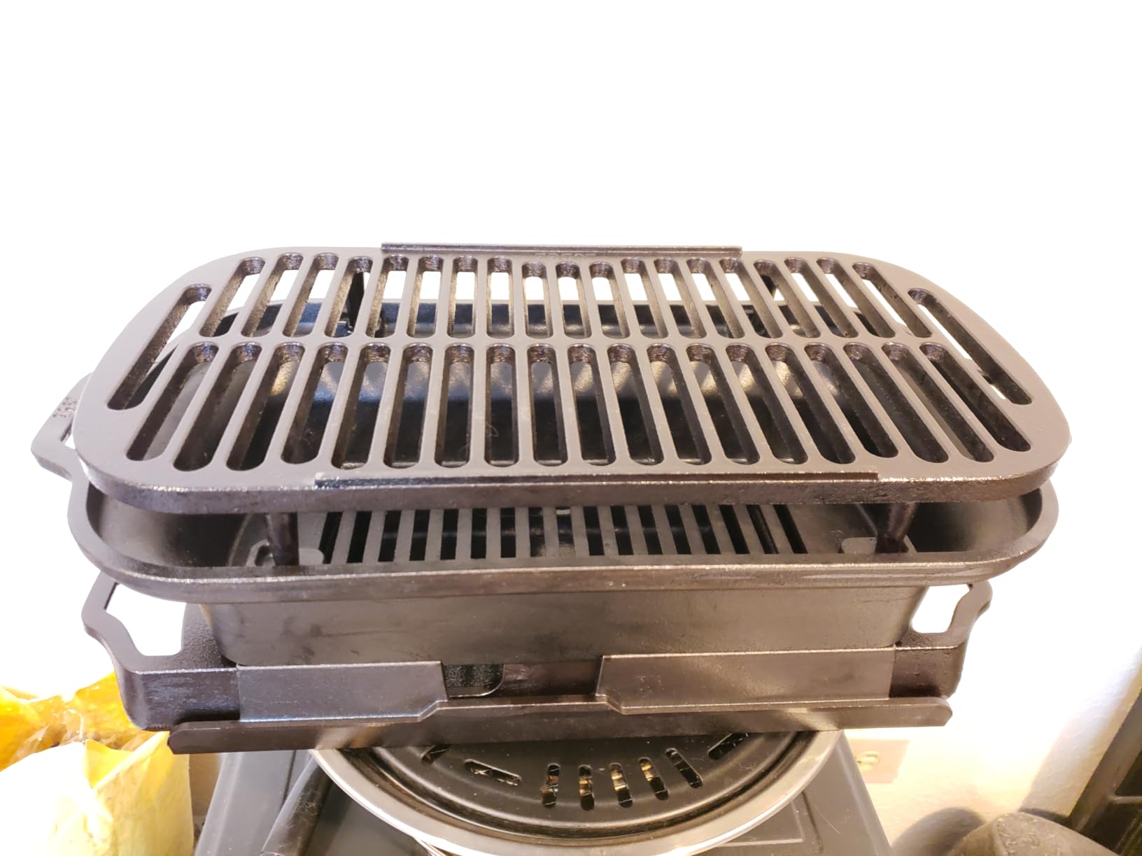 Lodge Sportsman's Pro Cast Iron Grill - Portable Charcoal Grill with Removable Grate & Dual Air Vents - Heavy-Duty Outdoor Cooking - 9 Inches x 16.75 Inches customer photo 2