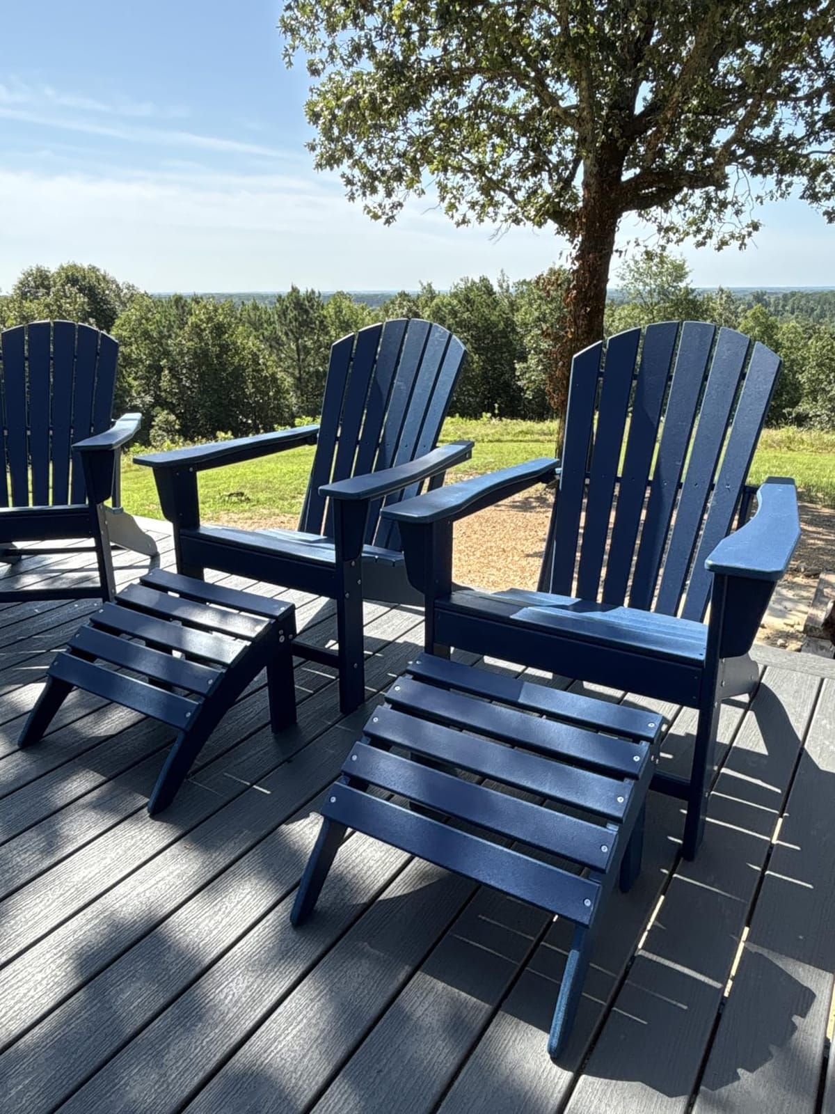 Oversized-Adirondack-Chairs Set of 2 | HDPE | All Weather | Blue | 400lbs Maximum Weight Limit, Plastic Fire Pit Chair, 22
