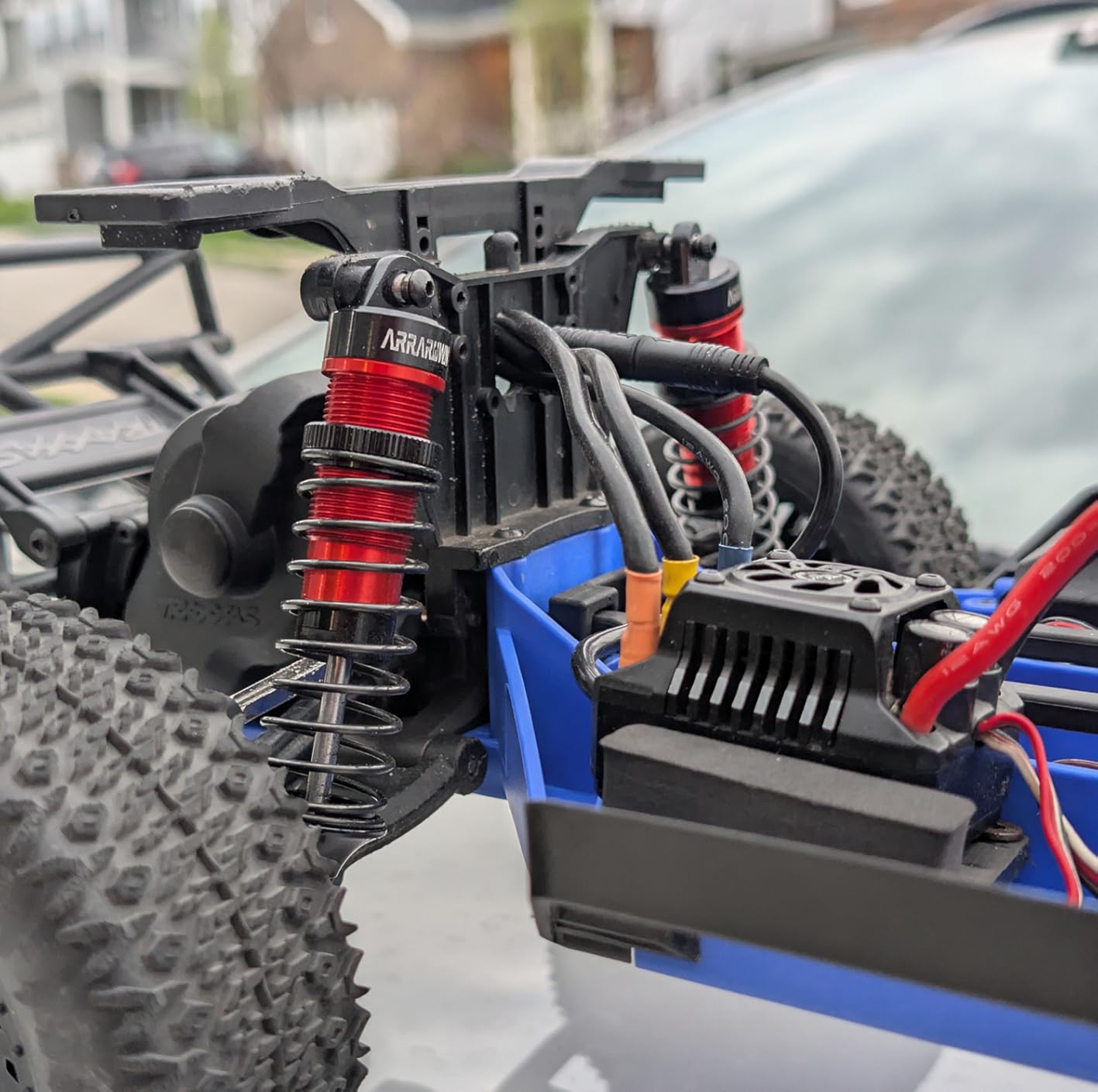 4PCS 1:10 Scale RC Car Shock Front & Rear Shock Absorber Assembled Set Compatible with 1/10 Traxxas Slash/Rustler/Stampede 4x4 4WD Upgrade Replacement Parts #5862 (Blue) customer photo 2