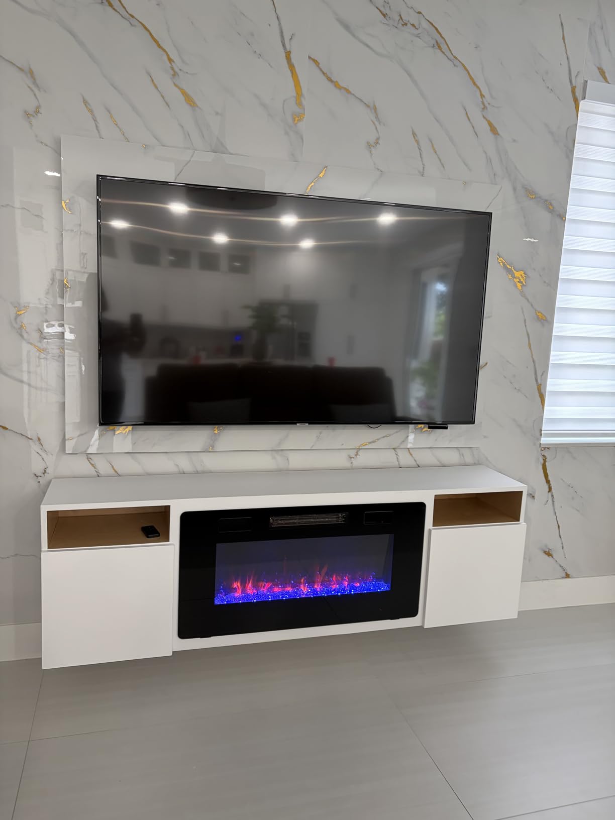 Electactic 68 Inch Electric Fireplace Insert Ultra-Thin - Recessed & Wall-Mounted Fireplace Heater with Thermostat, Adjustable Flame, Remote Control - Linear with Timer, Touch Screen, 750/1500W customer photo 1