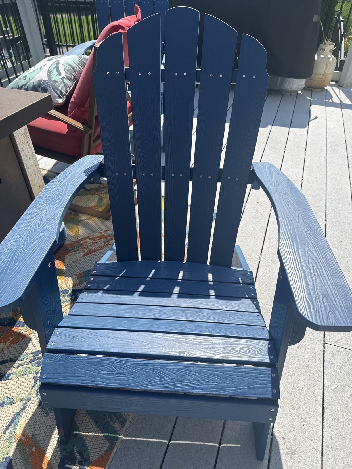 Oversized Adirondack Chair with Cup-Holder- Navy Blue | Heavy Duty Poly Lumber Outdoor Fire Pit Chair, Weather Resistant, Plastic Chair for Patio, Lawn, Deck, Weight Capacity 450lbs customer photo 2