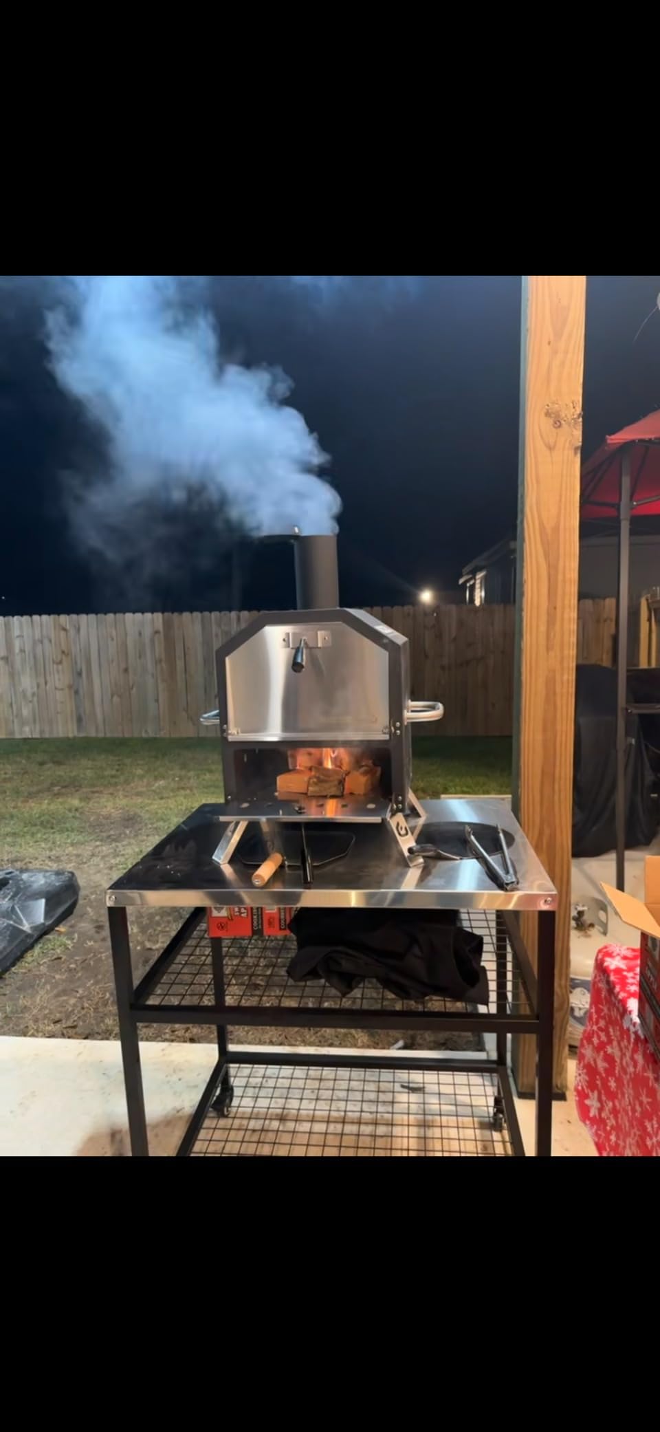 Outdoor Pizza Oven Wood Fired 2-Layer Pizza Ovens Outside Pizza Maker with Stone, Pizza Peel, Cover,Removable Cooking Rack for Camping Backyard BBQ (Black) customer photo 1