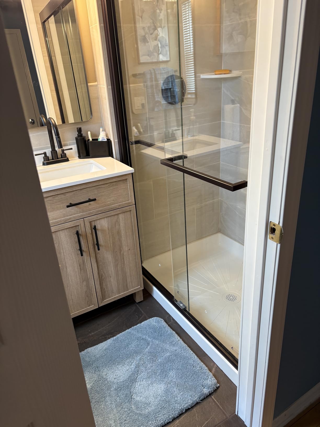 DreamLine Duet Plus 56-60 in. W x 72 in. H Semi-Frameless Bypass Sliding Shower Door Oil Rubbed Bronze customer photo 1