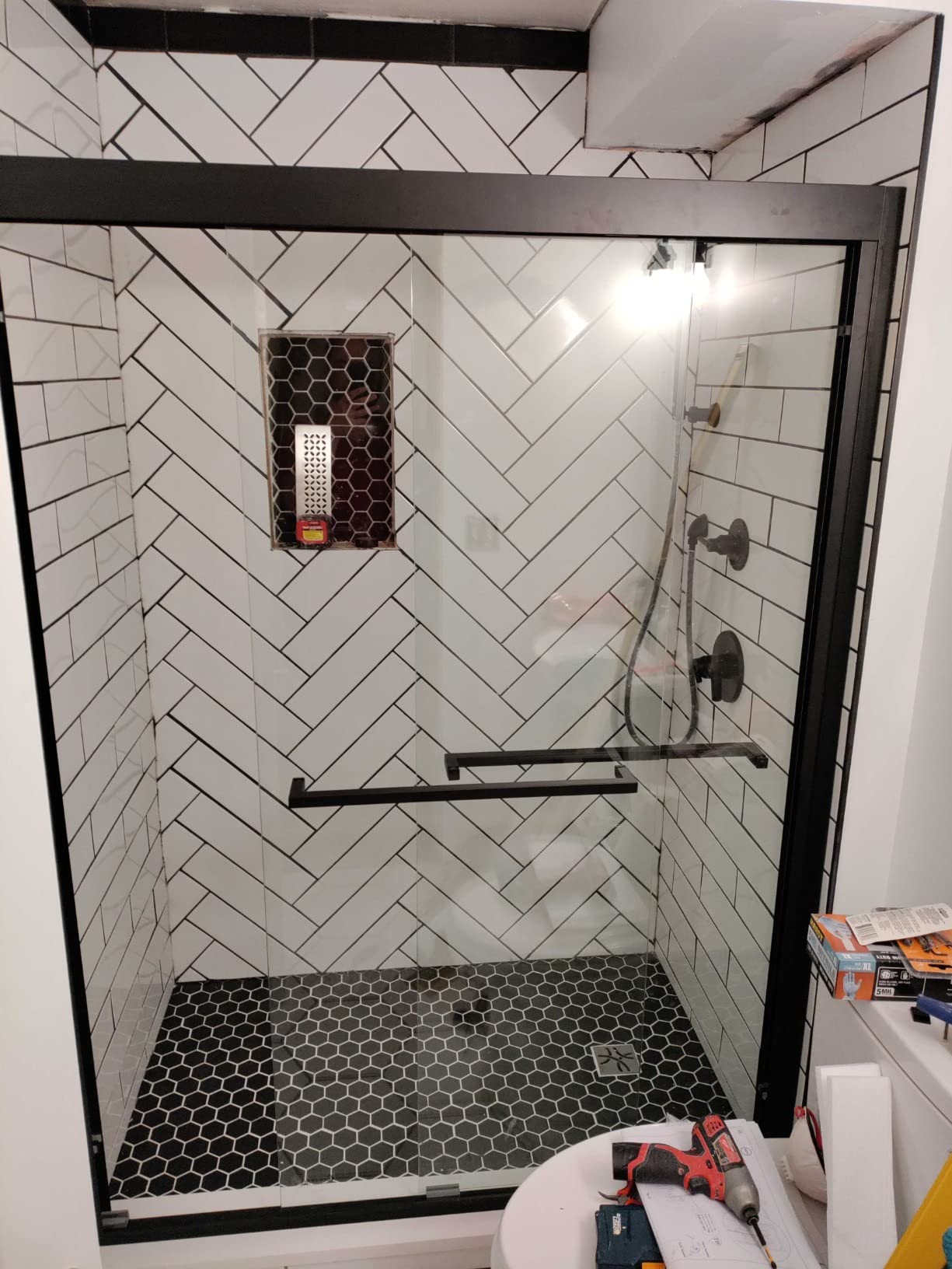 DreamLine Duet Plus 56-60 in. W x 72 in. H Semi-Frameless Bypass Sliding Shower Door Oil Rubbed Bronze customer photo 2
