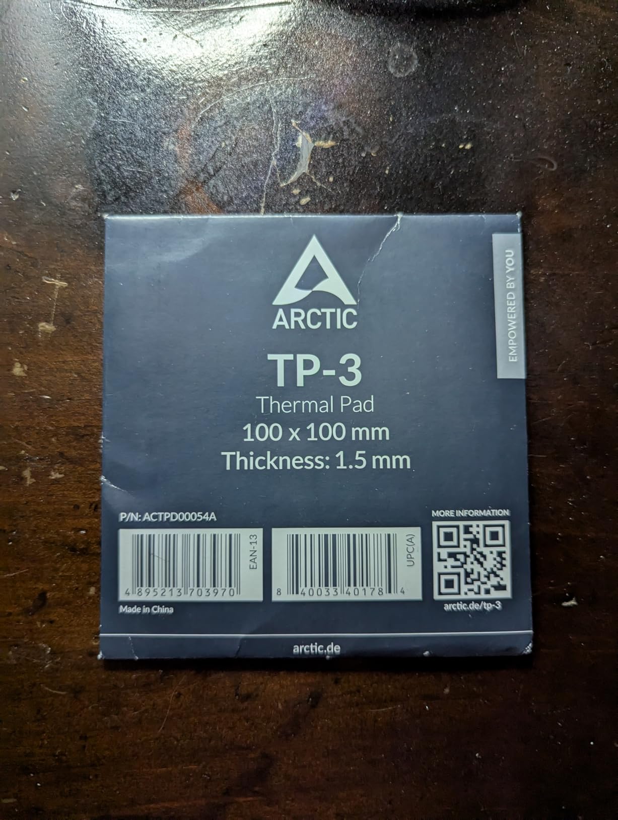 ARCTIC TP-3 Premium Performance Thermal Pad, 100 x 100 x 1.5 mm customer photo 1