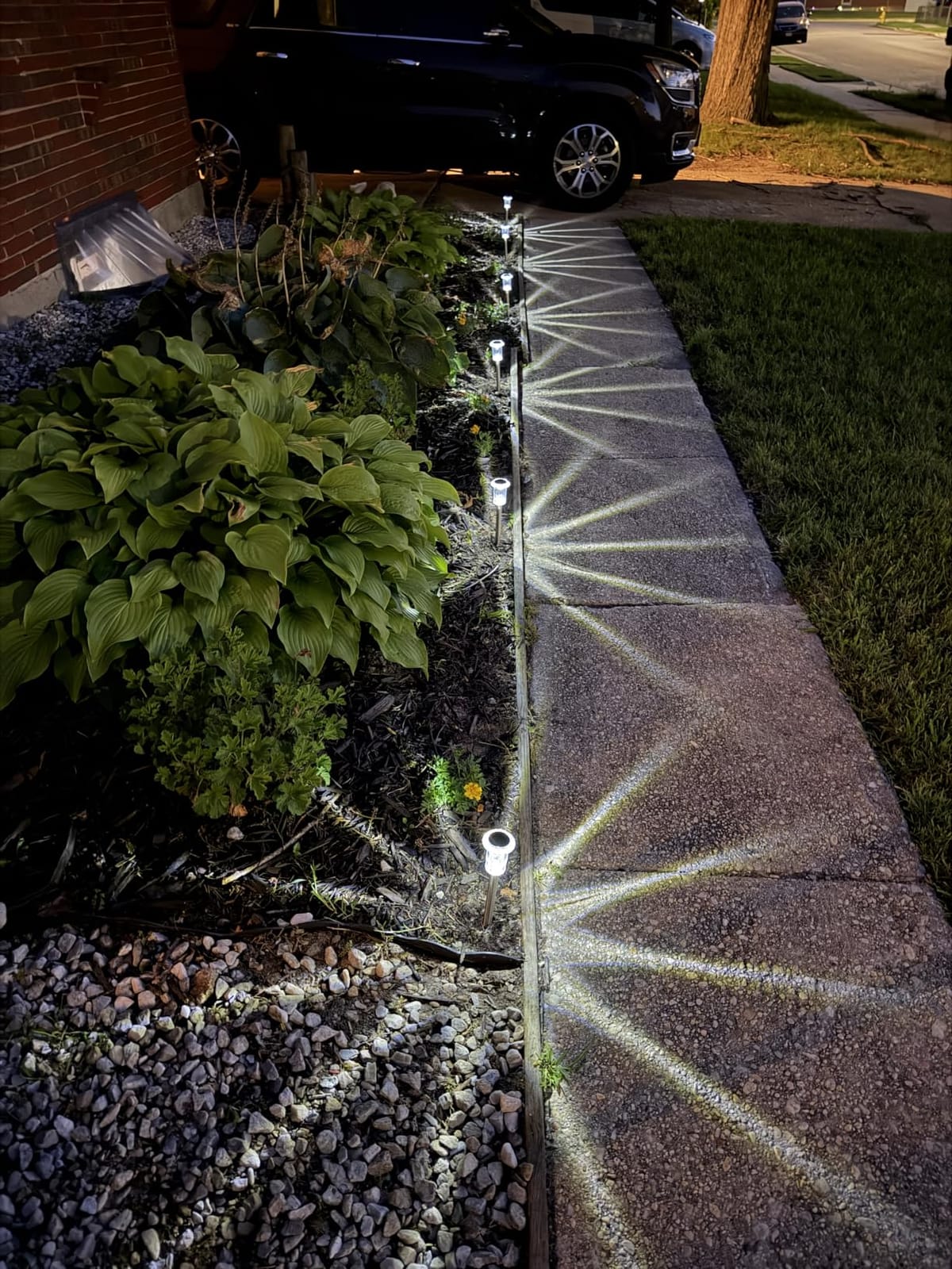 DenicMic Solar Lights Outdoor 10 Pack Waterproof 6000K Cold White LED Stainless Steel Stake Outside Lights customer photo 1