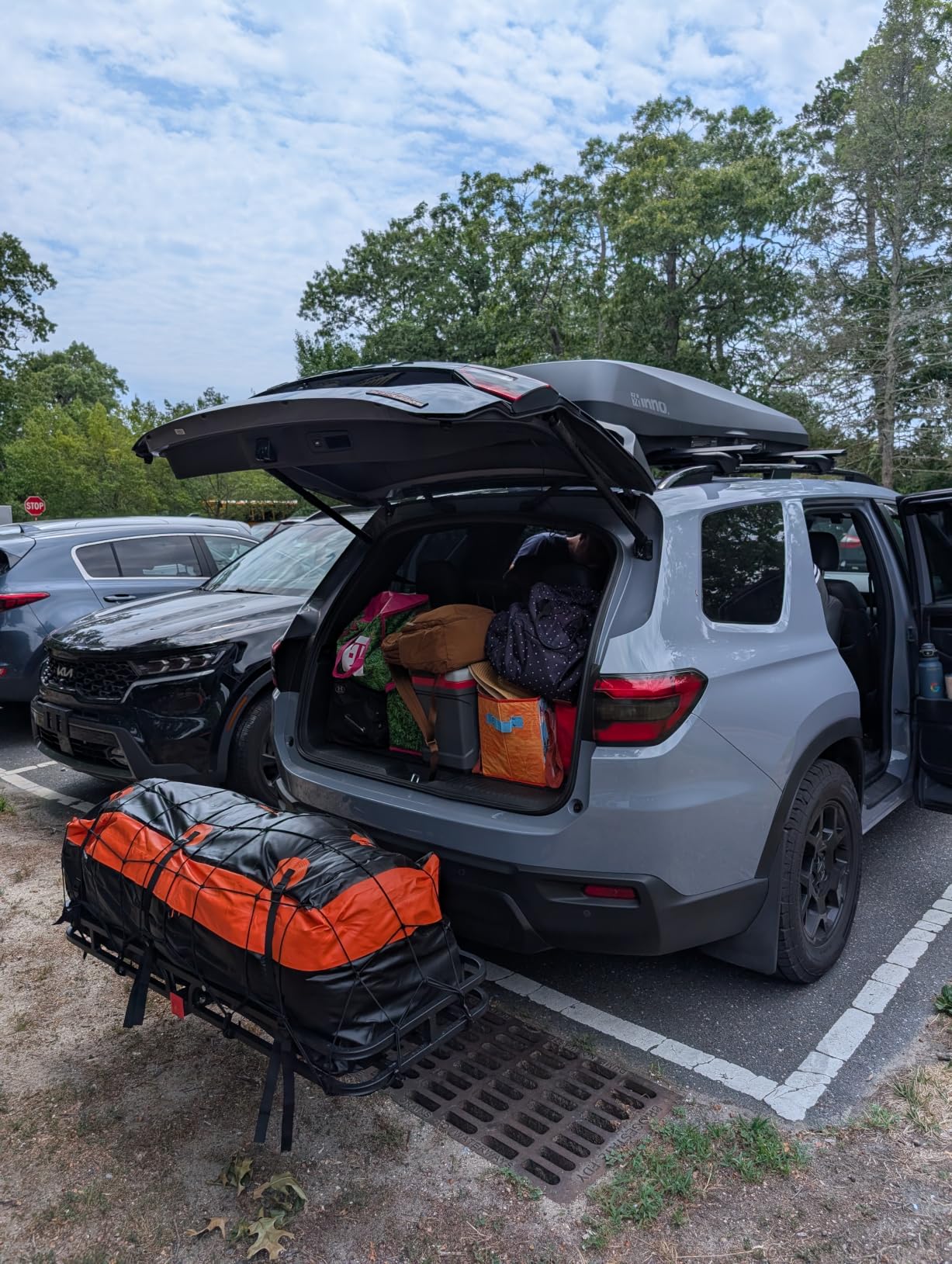 WEIZE Folding Hitch Mount Cargo Carrier Basket 60 x 20 x 6 with Waterproof Bag, Net, Strap, 500 lbs Capacity customer photo 2