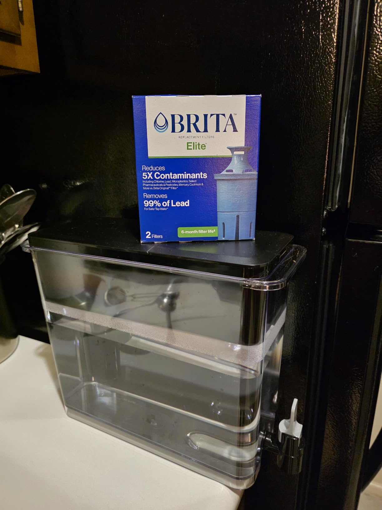 Brita X-Large 27 Cup Water Dispenser, Includes 1 Filter, Black | WQA and NSF/ANSI Certified, Reduces Chlorine, Copper, Mercury & Cadmium, Lasts 2 Months, Household Essential customer photo 2