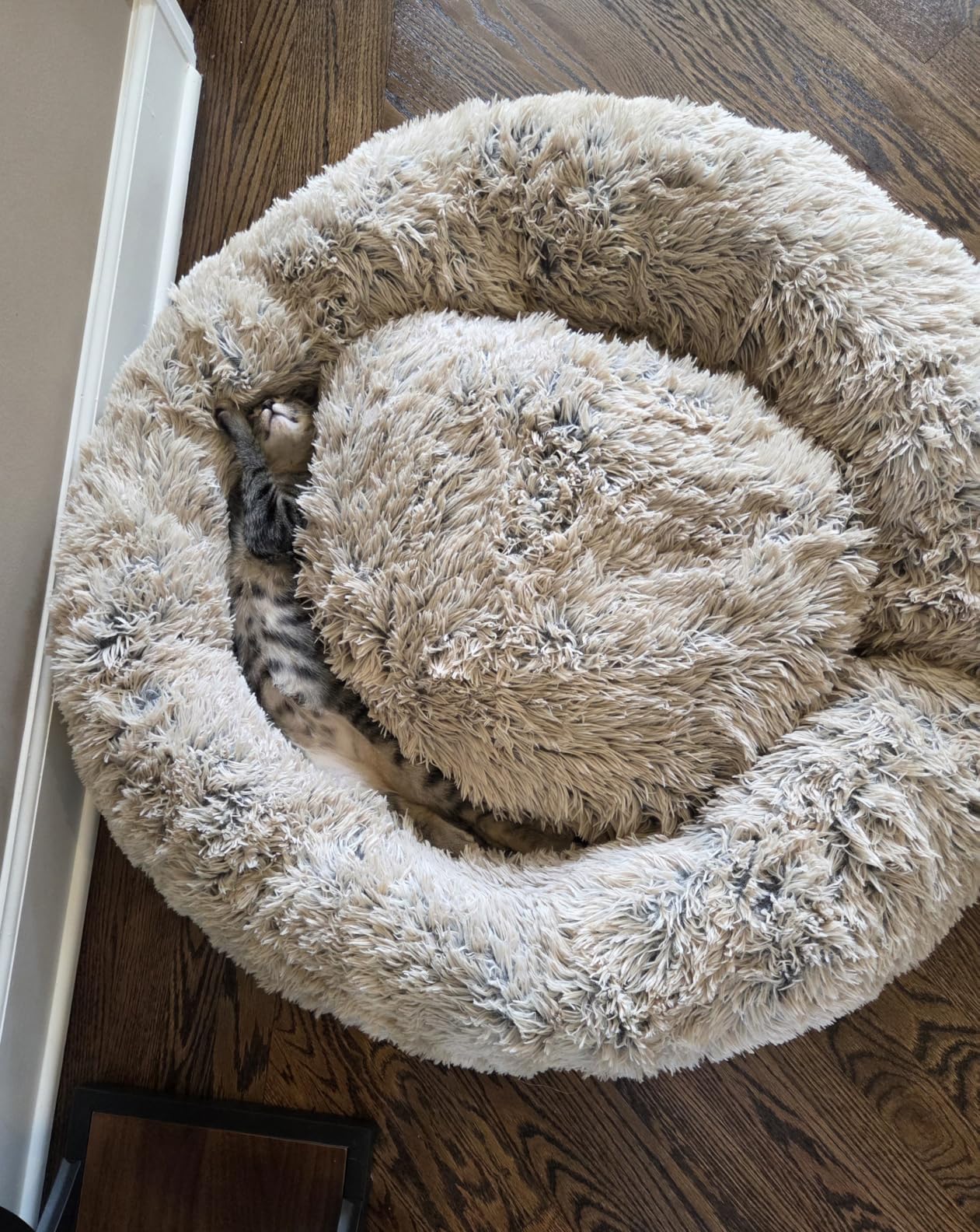 Best Friends by Sheri The Original Calming Donut Dog Bed for Large Dogs up to 100 lbs, Shag Faux Fur, Sage Green, Large, 36