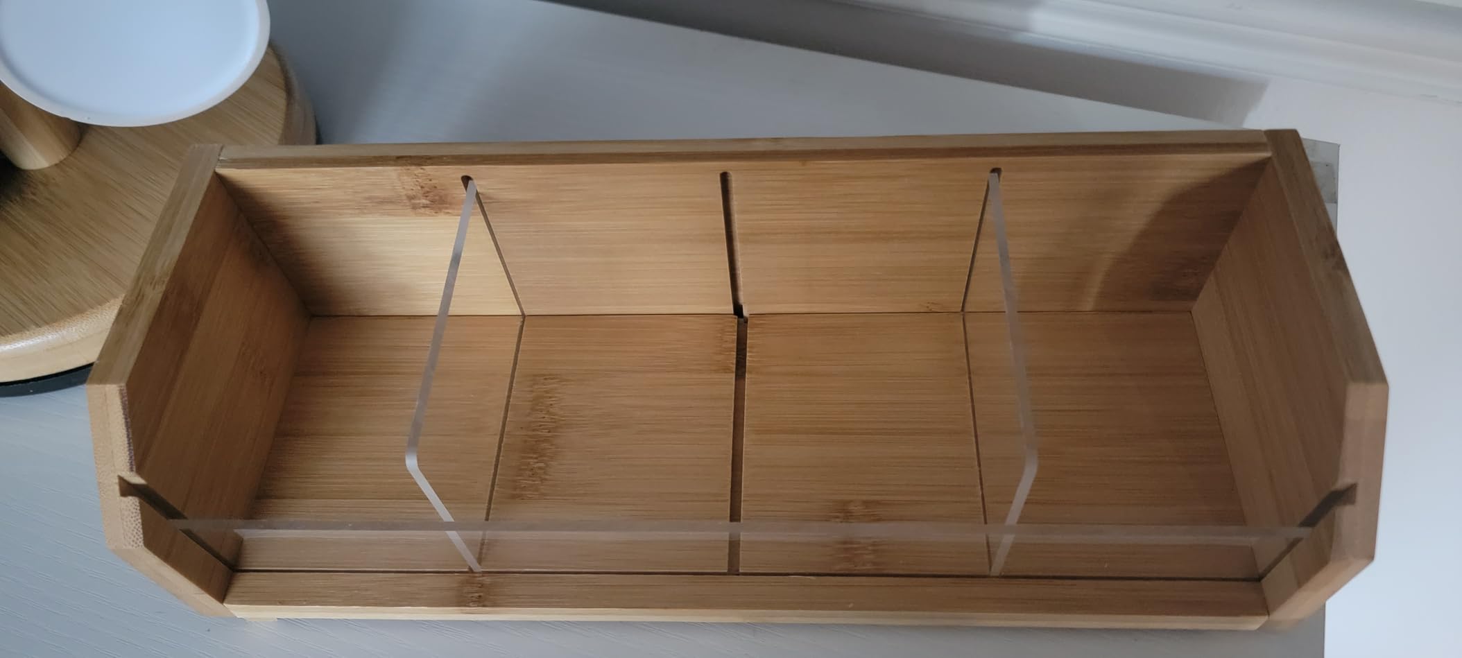 TIOPGHAD 3-Layer Stackable Bamboo Tea Bag Organizer Storage Holder, Natural | Holds 260 tea bags, Removable Compartments, Wood, Acrylic dividers, 12.2 x 7.5 x 13.8 in, for Cabinet, Countertop, Office customer photo 1