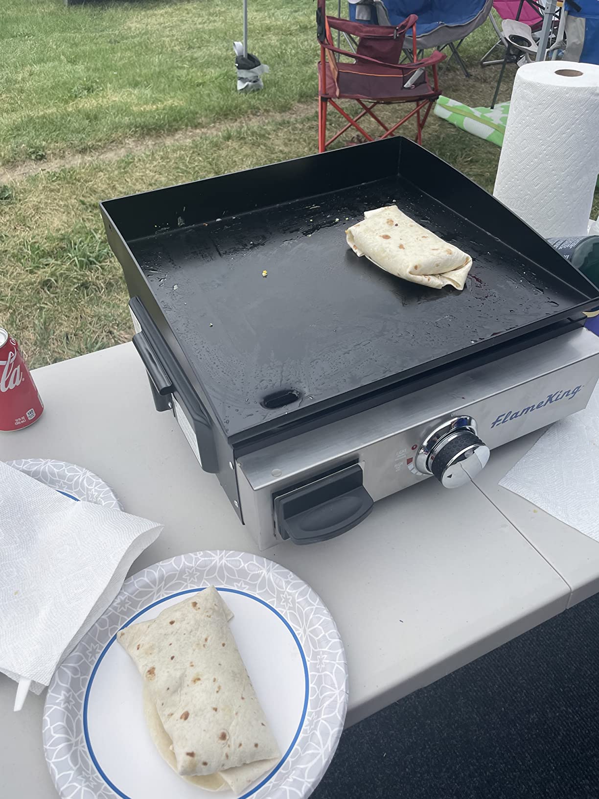 Flame King Flat Top Portable Propane Cast Iron Grill Griddle Tabletop for Outdoor Camping, Tailgating, Outdoor Cooking customer photo 2