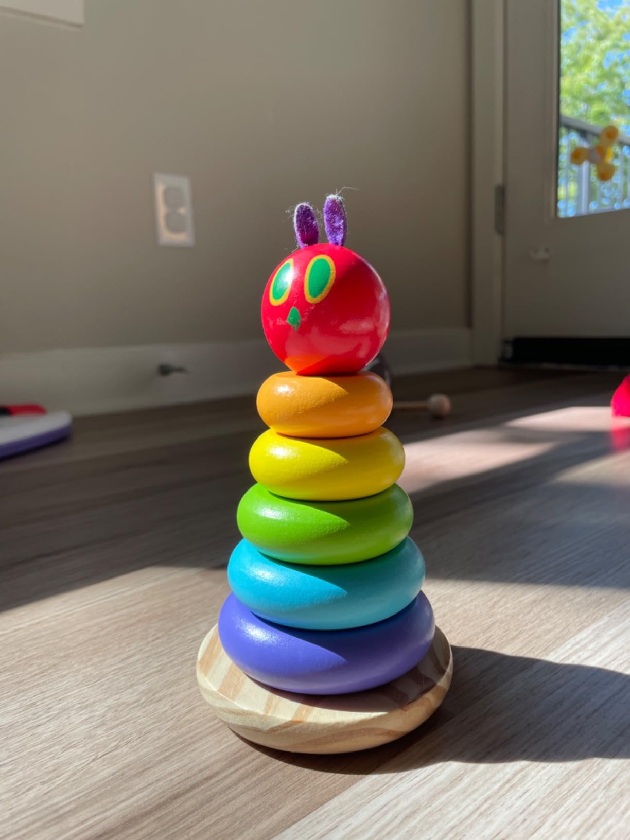 World of Eric Carle, The Very Hungry Caterpillar Wooden Stacker with Colorful Rainbow Rings, 7 Inch Stacking Solid Wood Educational Developmental Toy -Sorting and Stacking customer photo 1