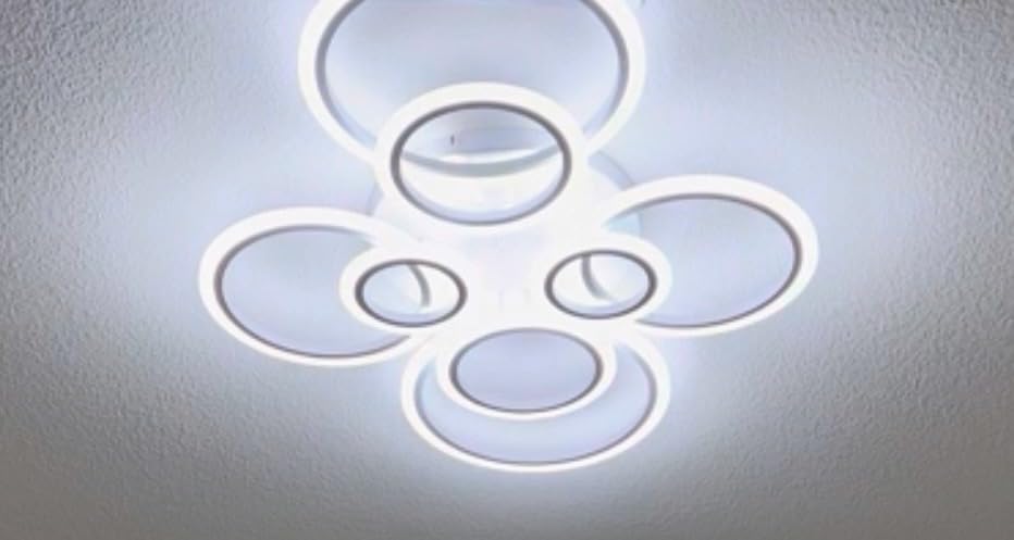 Shine LUEST Modern Ceiling Light, 41.3'' Dimmable LED Black Flush Mount Ceiling Lights with Remote Acrylic Round Ceiling Lamp Fixture for Low Ceiling Bedroom Living Room Dining Room, 108W customer photo 1