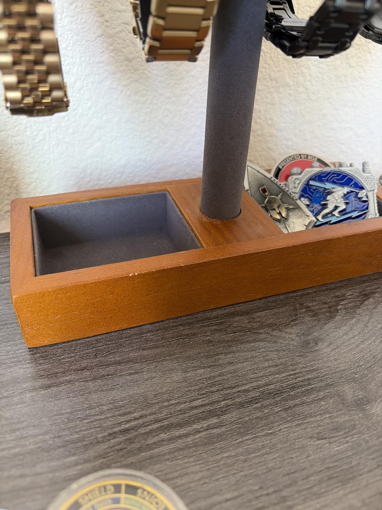 Oirlv Solid Wood Watch Stand,Watch Display Holder for Men(Grey) | Watch Organizer Gift for Husband/Father,Keep Watches Bracelet Rings in One Place,Space-saving for Desk/Nightstand customer photo 1
