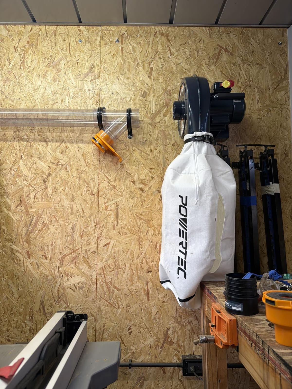 POWERTEC 1 HP, 560 CFM Wall Mount Dust Collector with 1 Micron Dust Collector Bags, Dust Collectors for Woodworking Dust Collection System (DC5371) customer photo 2
