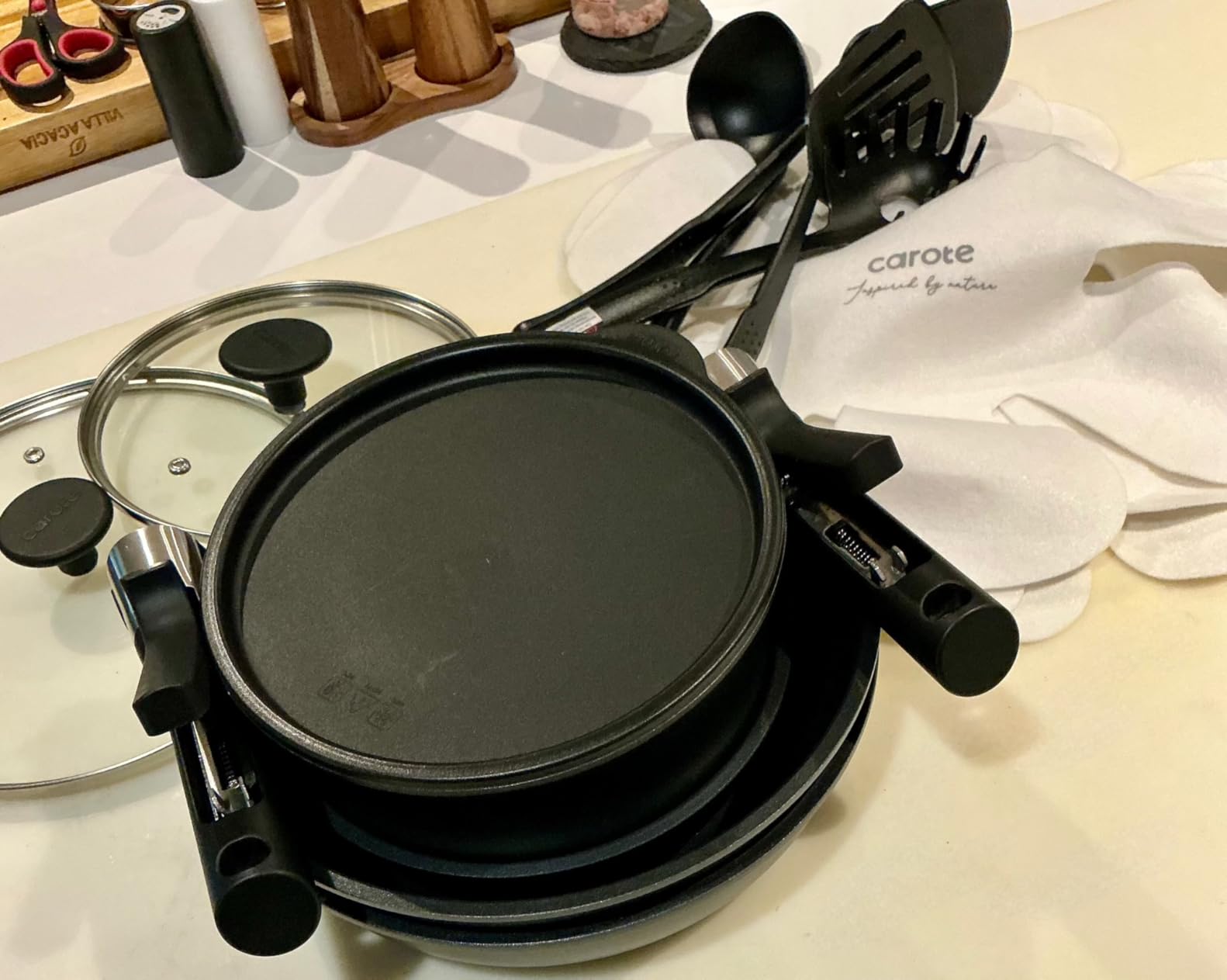 CAROTE 19pcs Pots and Pans Set Non Stick, Detachable Handle Cookware | Kitchen Cooking Sets, Space Saving, Dishwasher & Oven Safe, Non-Toxic, for Camping/RV/Traveling, Cream White customer photo 2