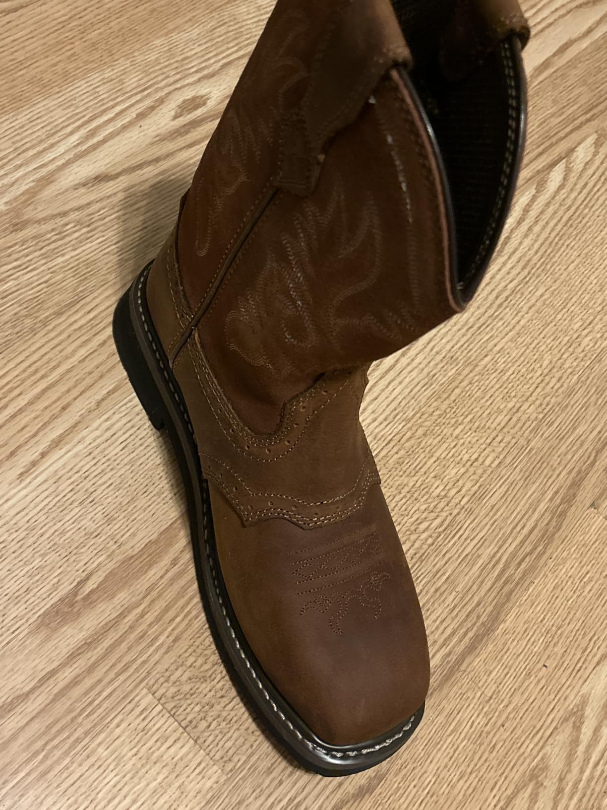 HISEA NINGO Steel Toe Work Boots for Men Square Toe Cowboy Boots customer photo 1