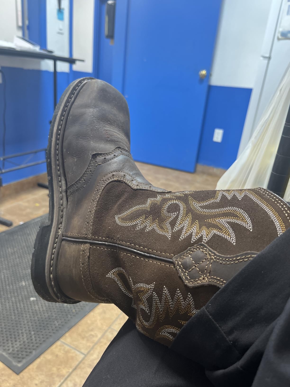 HISEA NINGO Steel Toe Work Boots for Men Square Toe Cowboy Boots customer photo 2