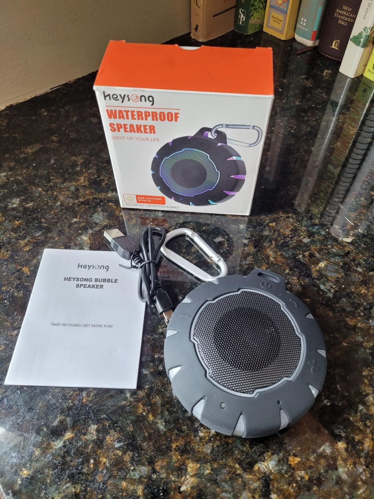 HEYSONG Waterproof Shower Bluetooth Speaker, Durable & Portable with Clear Sound, Ideal for Shower, Pool, Beach & Kayaking - Great Gift for All Ages customer photo 2