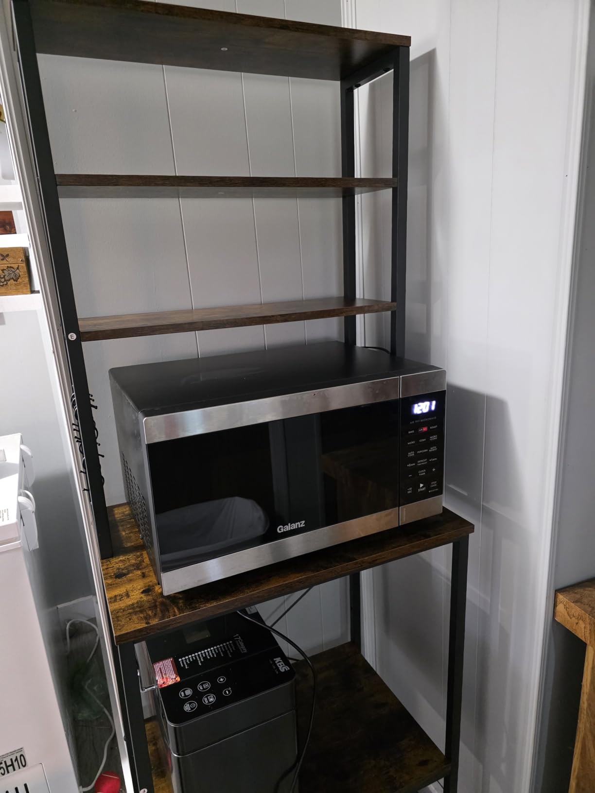 VASAGLE Coffee Bar, 23.6 Inches 6-Tier Baker's Rack with 6 Hooks | Modern Basic Microwave Stand, 23.6 x 15.7 x 65.7 Inches, Rustic Brown and Ink Black, BARNET Collection UKKS024B01 customer photo 2