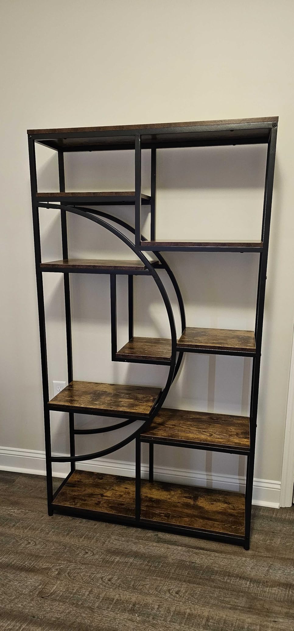 Tribesigns Industrial Bookshelf Bookcase with 9 Open Shelf (Rustic Brown) | 5-Tier Freestanding Tall Bookshelves, Etagere Display Shelf Storage Organizer, Perfect for Living Room, Bedroom customer photo 2