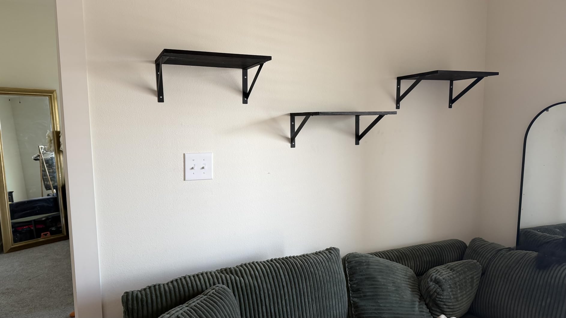 Forbena Large Floating Shelves for Wall 24 Inch Long Set of 3, 8 in Deep Wall Bookshelf for Bedroom Living Room, Wooden Heavy Duty Hanging Book Shelves (Black) customer photo 1