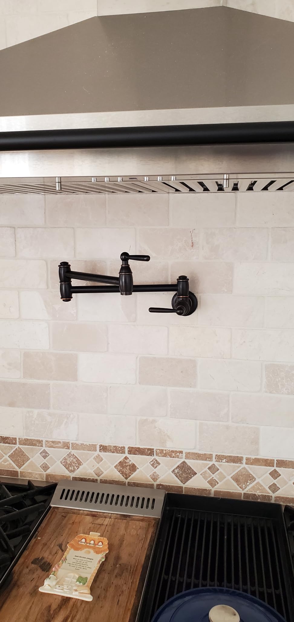 ARCORA Modern Pot Filler Wall Mount 2 Handle with Double Joint Swing Arms Brass Stove Faucet, Brushed Nickel customer photo 1