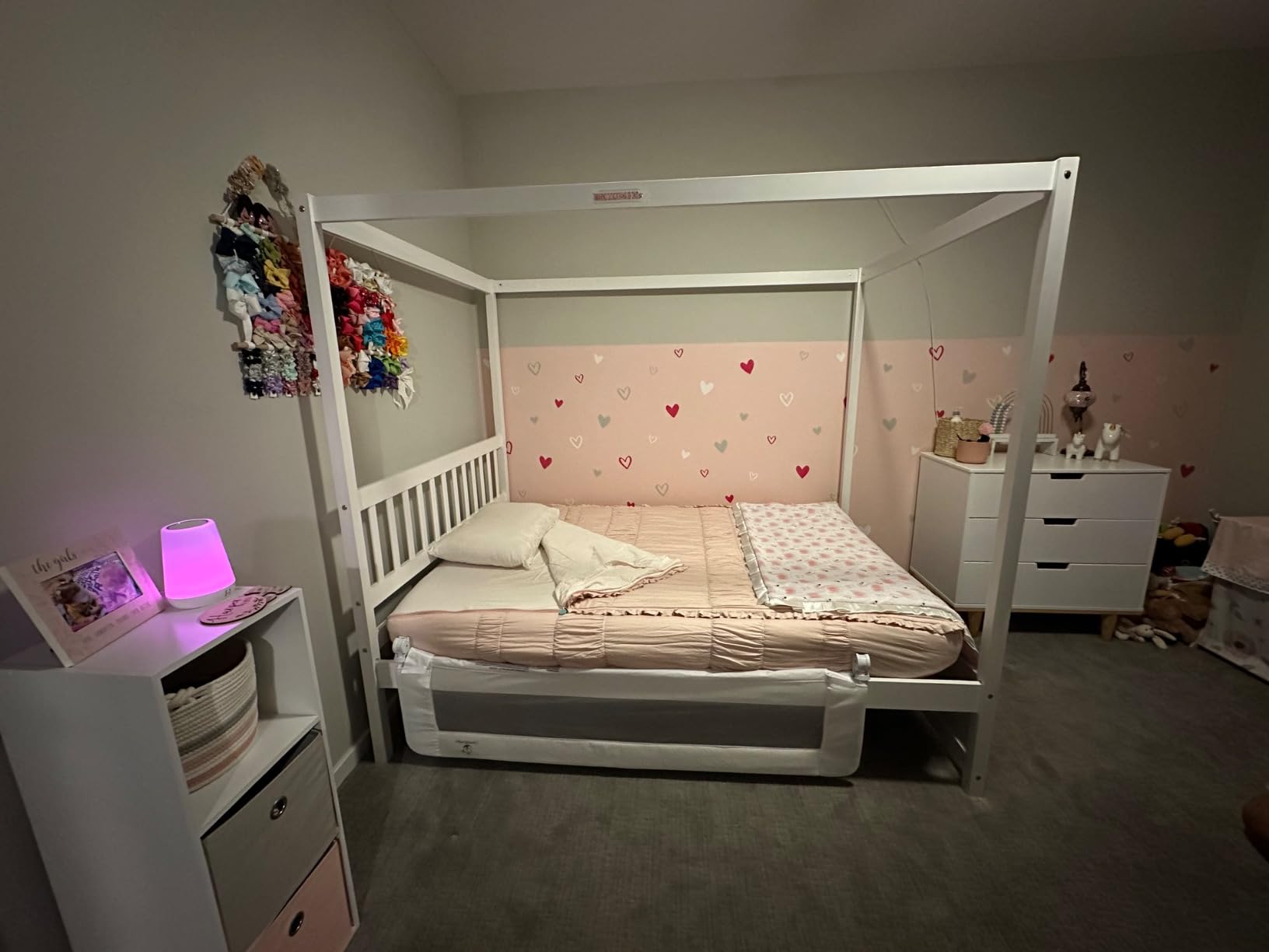 GIANTEX House Bed with Trundle, Solid Wood Twin Size Daybed for Girls & Boys, Kids Platform Bed Frame with Roof for Bedroom, No Box Spring Needed, Grey customer photo 1