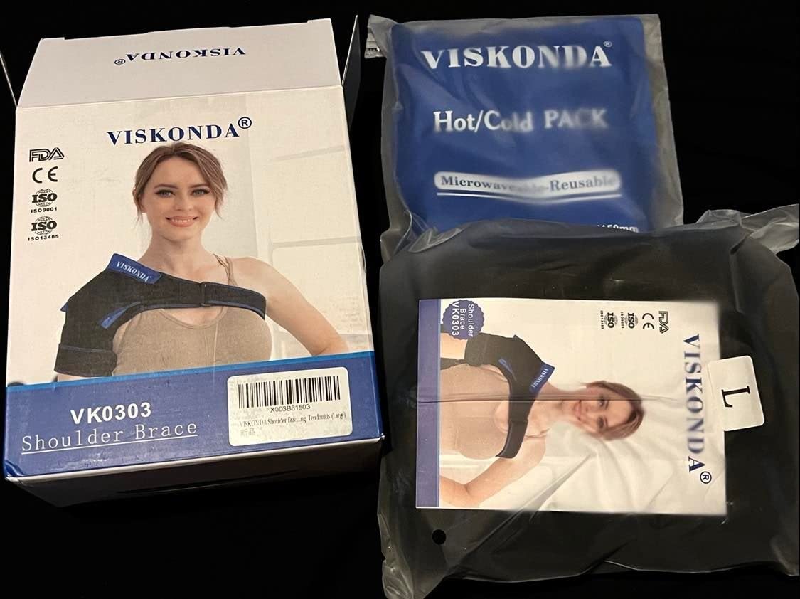 VISKONDA Shoulder Brace Sling Immobilizer and Compression Sleeve, Rotator Cuff Injury Supports for AC Joint Pain Relief, Arm Stability, Tear, Bursitis, Swelling, Tendonitis, for Men and Women (Black, Large) customer photo 1